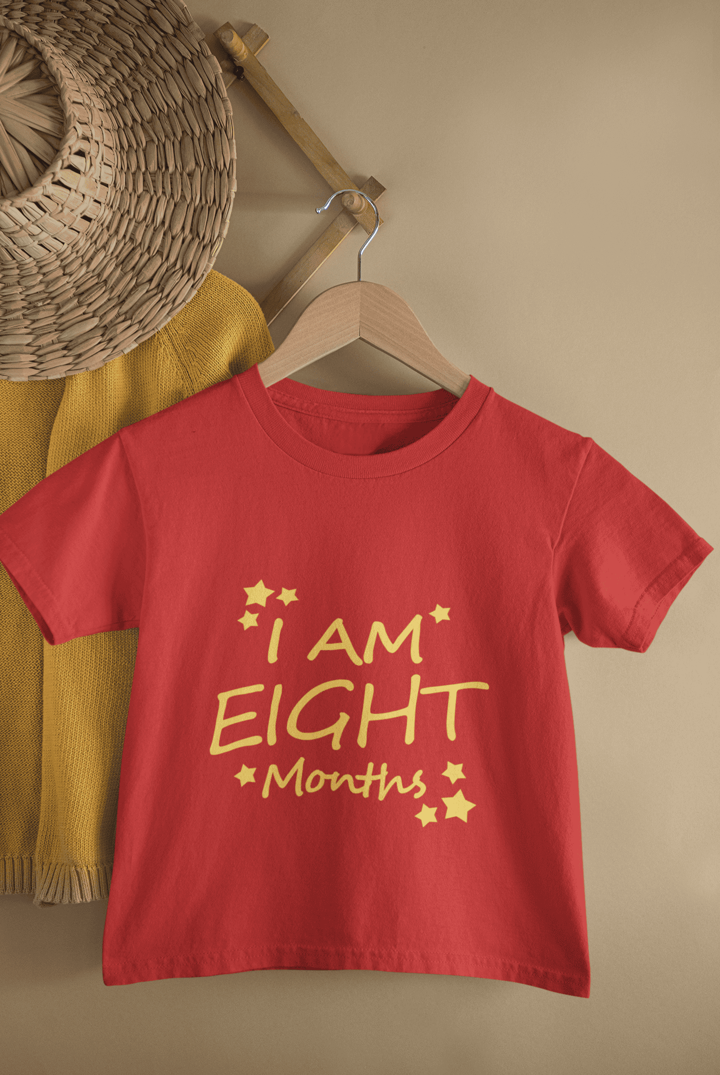 I Am Eight Months Half Sleeves T-Shirt for Boys -FunkyTeesClub