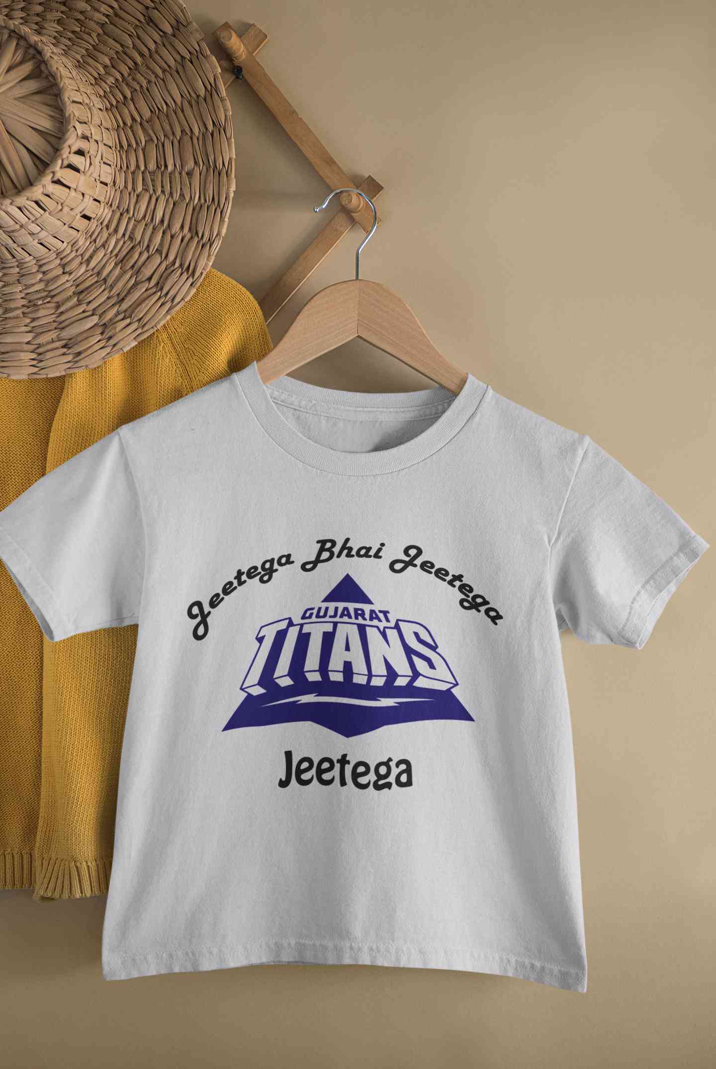 IPL Gujarat Titans Jeetega Bhai Jeetega GT Jeetega Half Sleeves T-Shirt for Boy-FunkyTeesClub