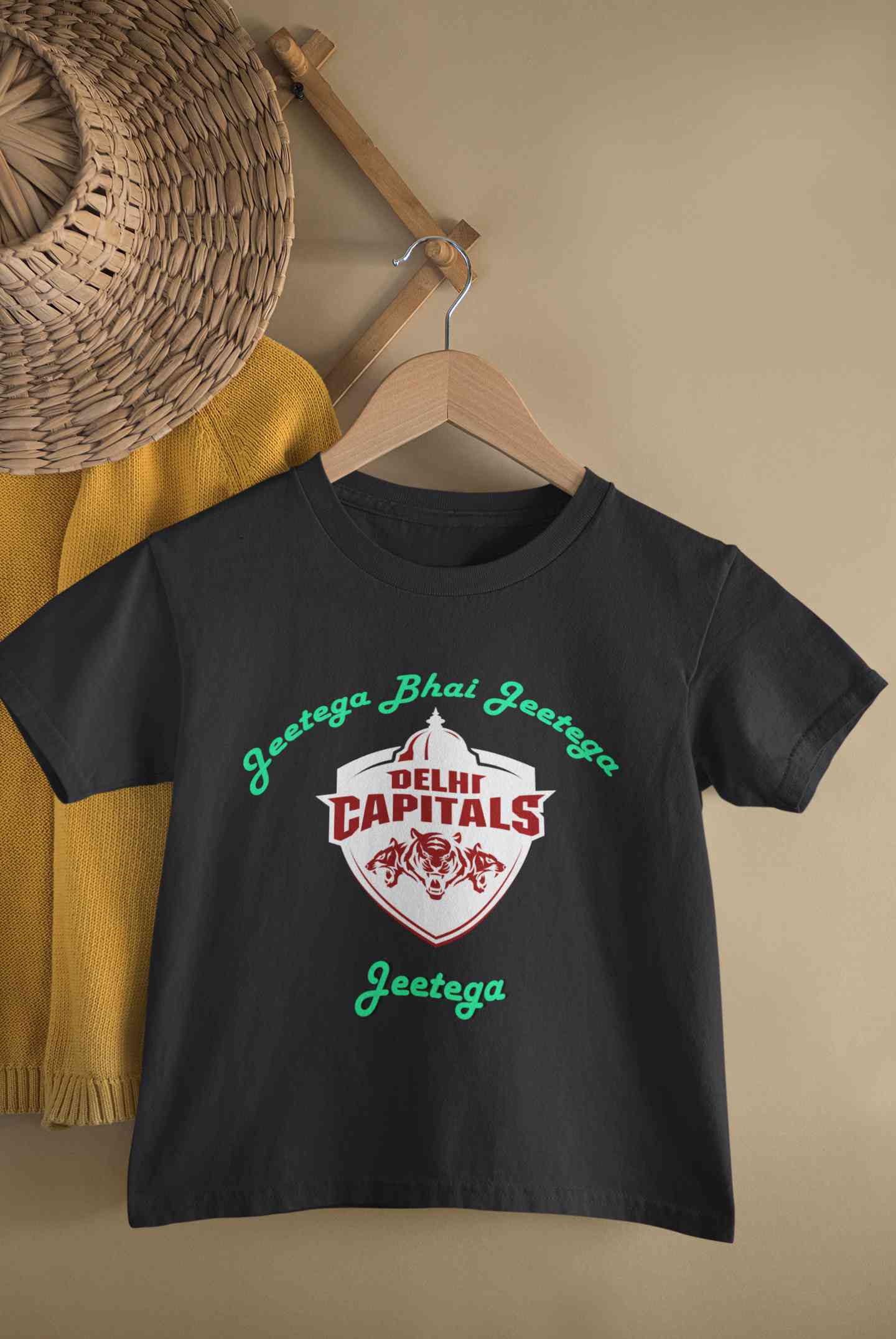 IPL Delhi Capitals Jeetega Bhai Jeetega DC Jeetega Half Sleeves T-Shirt for Boy-FunkyTeesClub