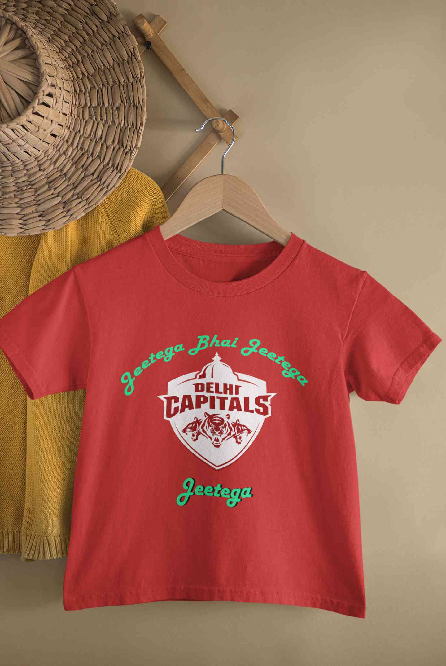 IPL Delhi Capitals Jeetega Bhai Jeetega DC Jeetega Half Sleeves T-Shirt for Boy-FunkyTeesClub