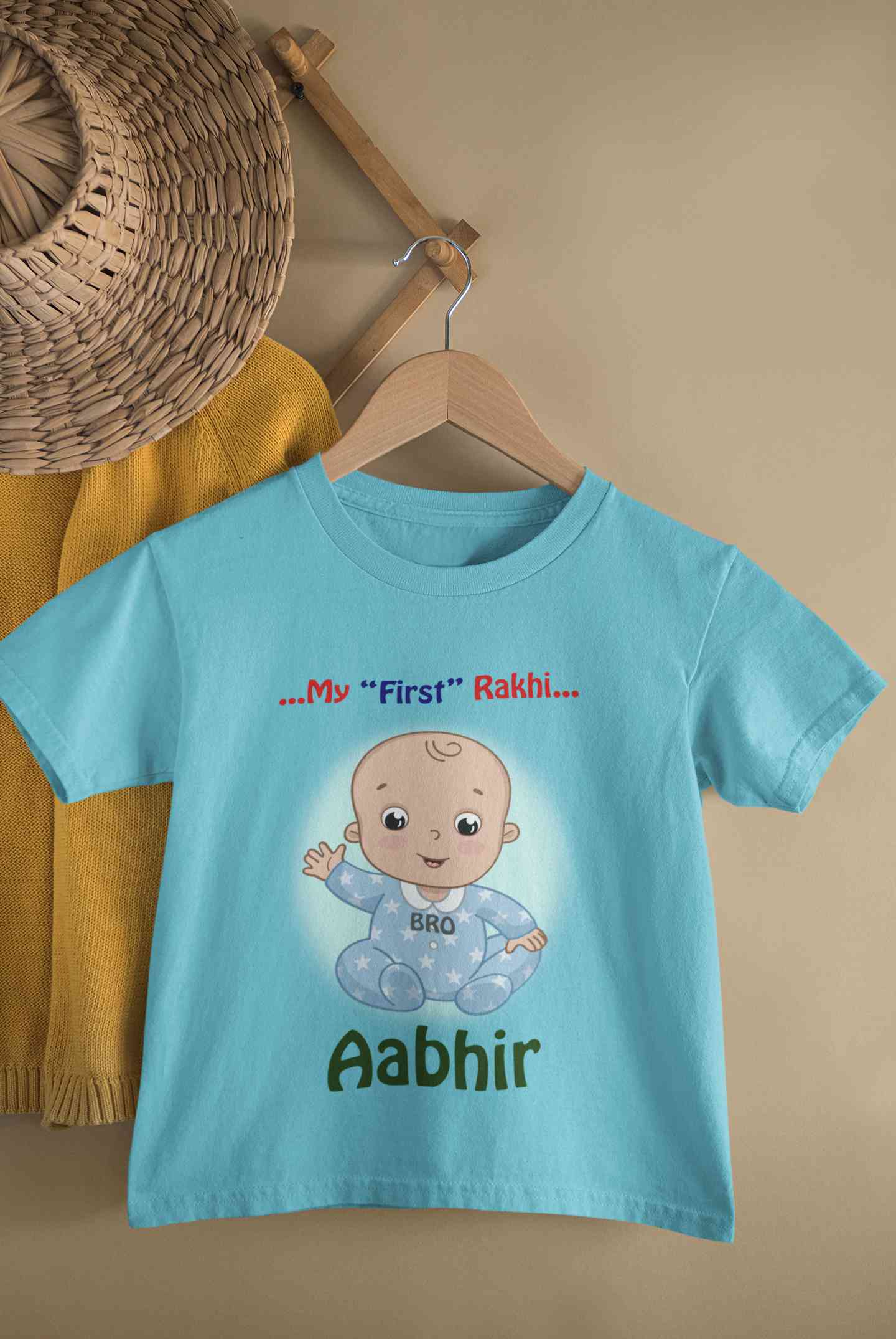 Custom Name My First Rakhi Half Sleeves T-Shirt for Boy-FunkyTeesClub