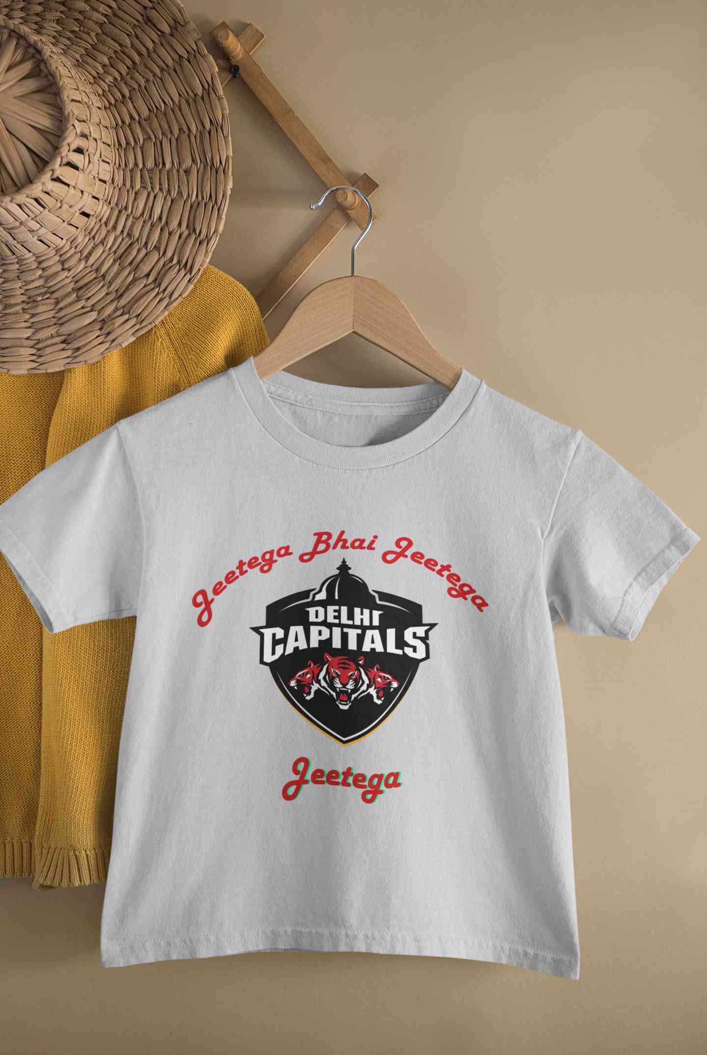 IPL Delhi Capitals Jeetega Bhai Jeetega DC Jeetega Half Sleeves T-Shirt for Boy-FunkyTeesClub