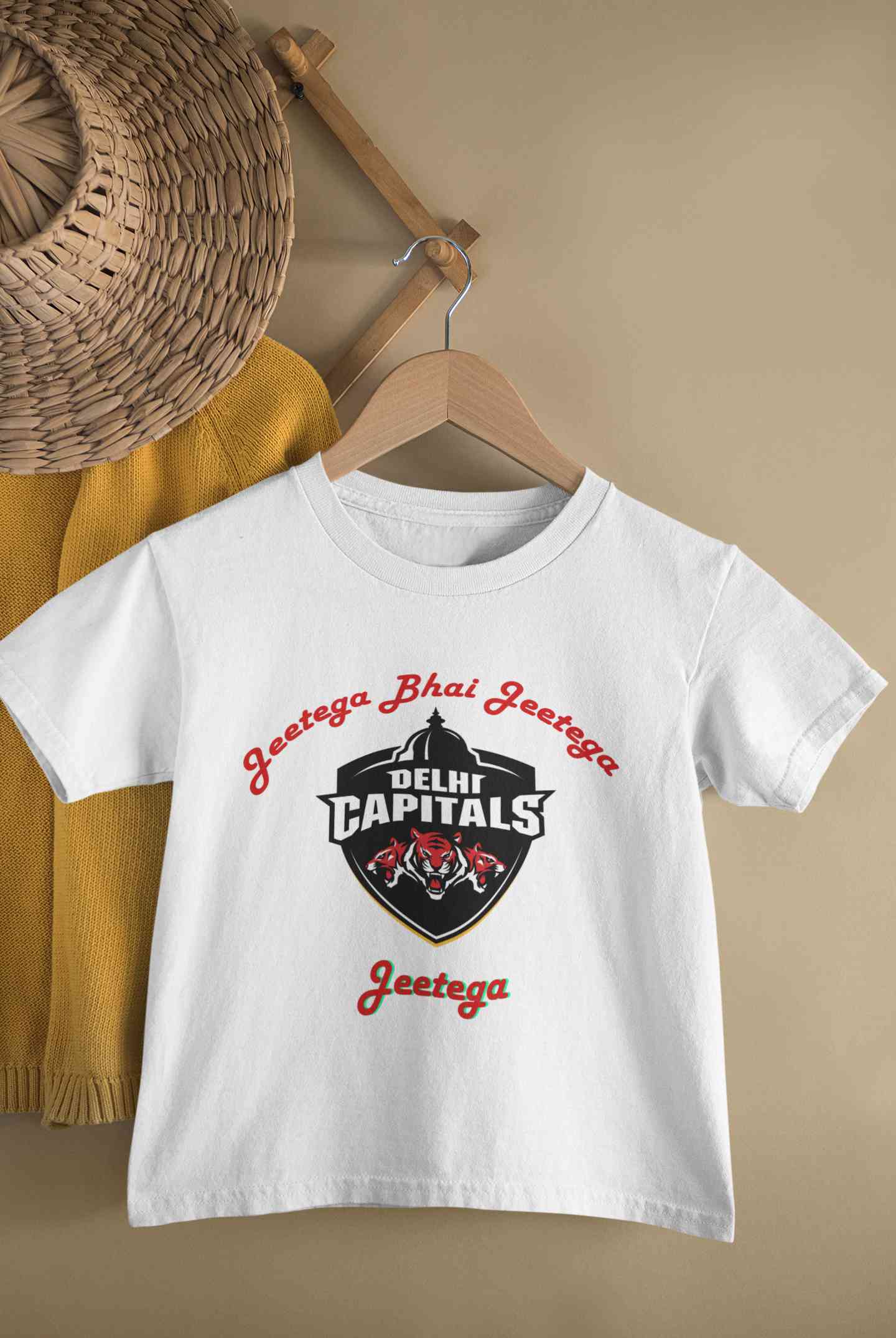 IPL Delhi Capitals Jeetega Bhai Jeetega DC Jeetega Half Sleeves T-Shirt for Boy-FunkyTeesClub