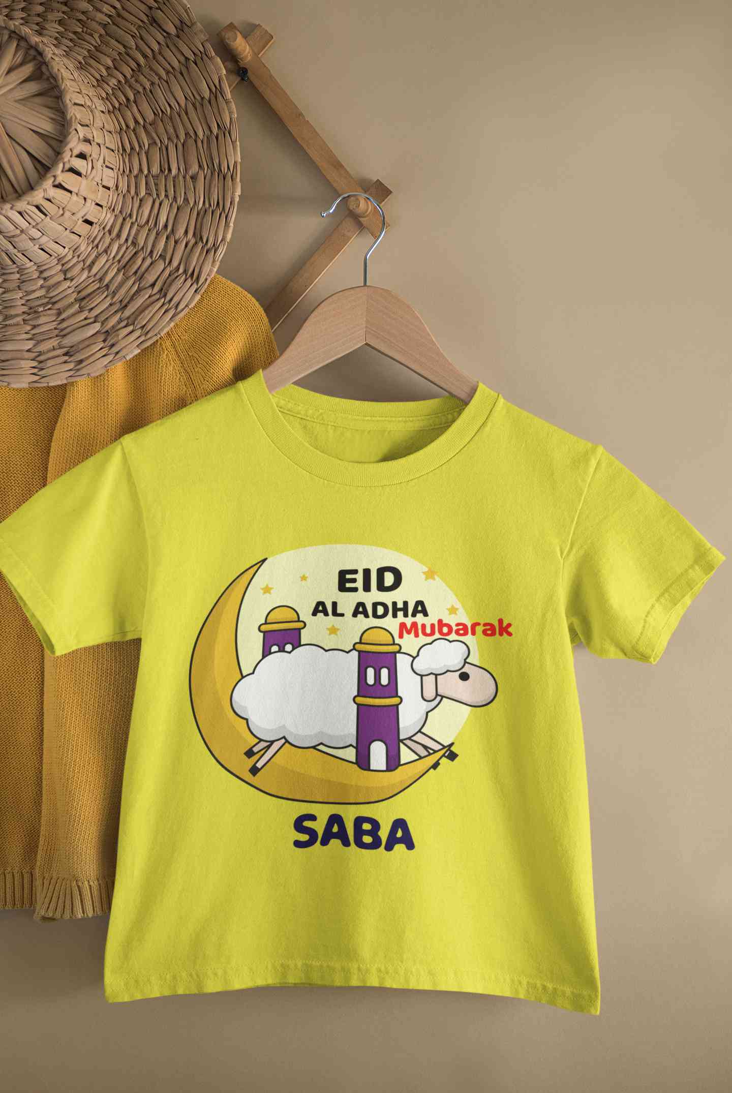Custom Name Eid Al Adha Bakra Eid Mubarak Half Sleeves T-Shirt For Girls -FunkyTeesClub