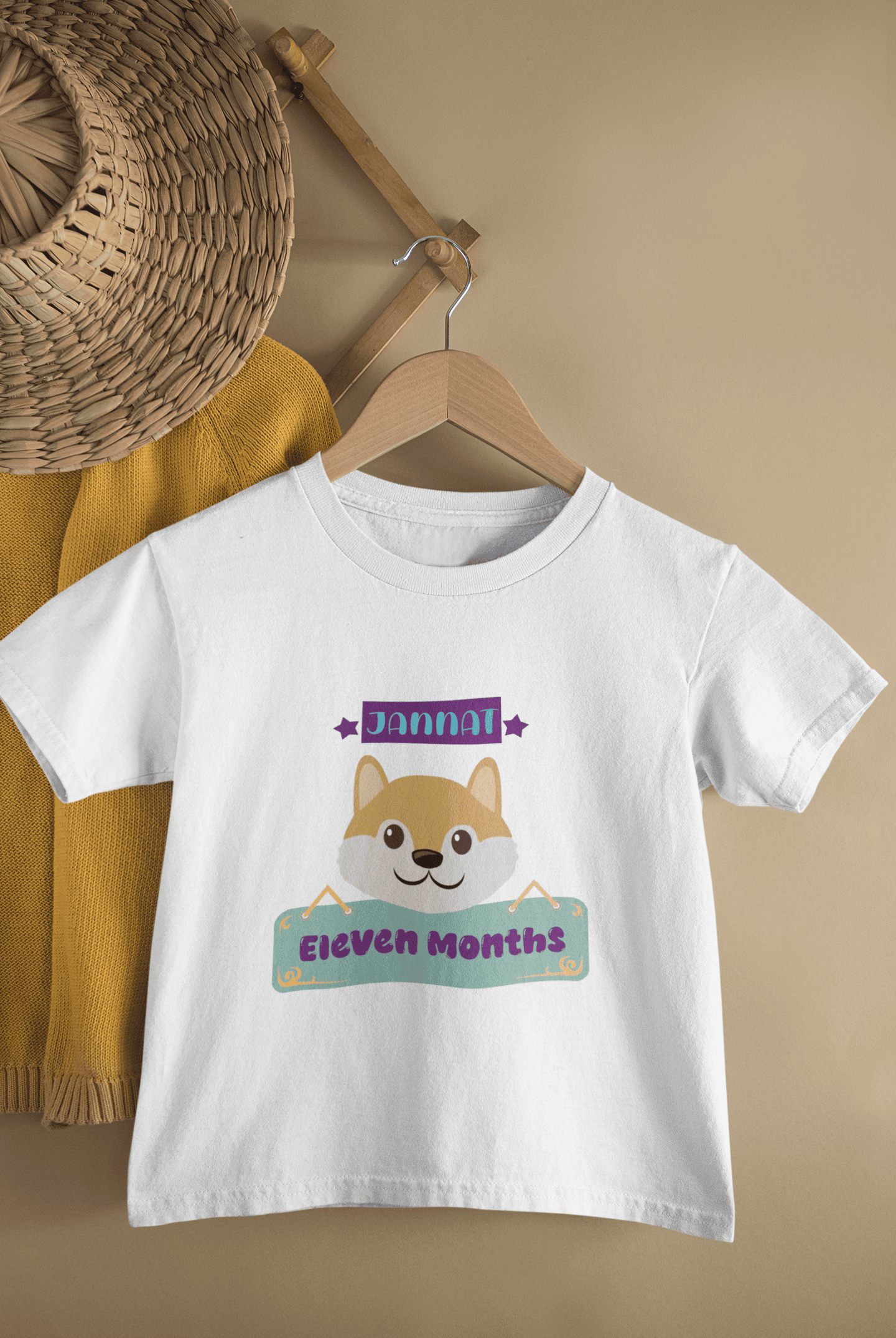 Custom Name Eleventh Month Birthday Cute Half Sleeves T-Shirt For Girls -FunkyTeesClub