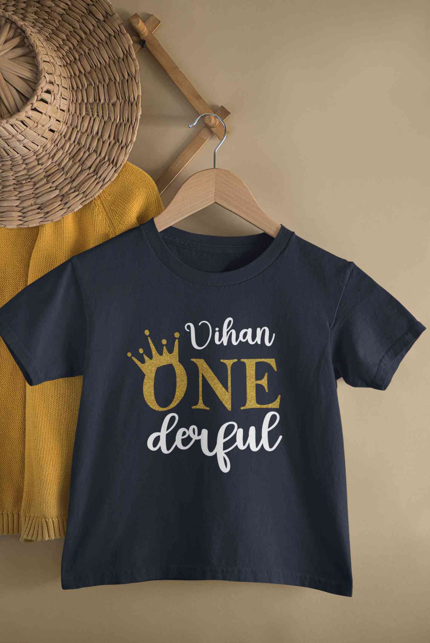 Custom Name First Birthday Half Sleeves T-Shirt for Boy-FunkyTeesClub