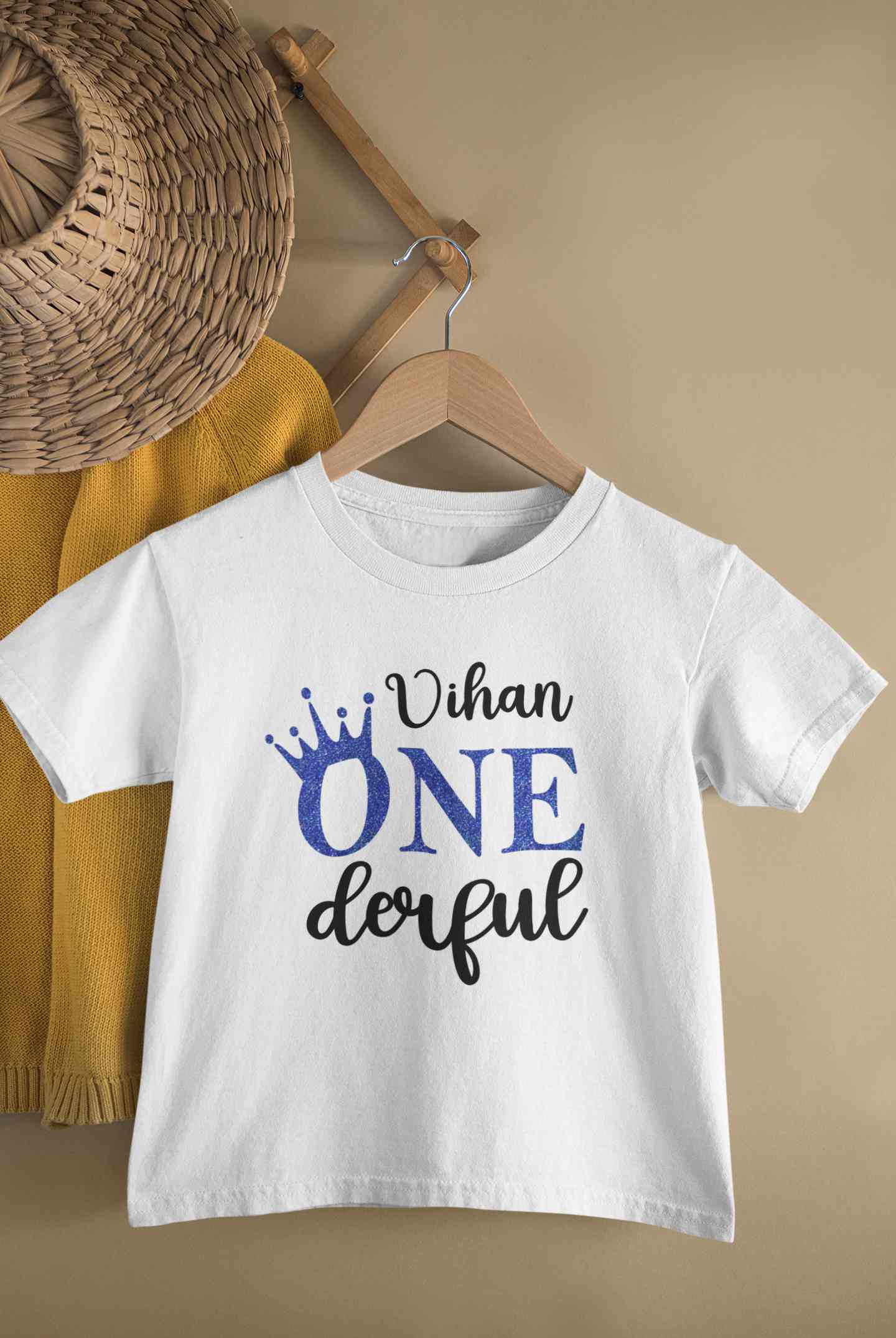 Custom Name First Birthday Half Sleeves T-Shirt for Boy-FunkyTeesClub