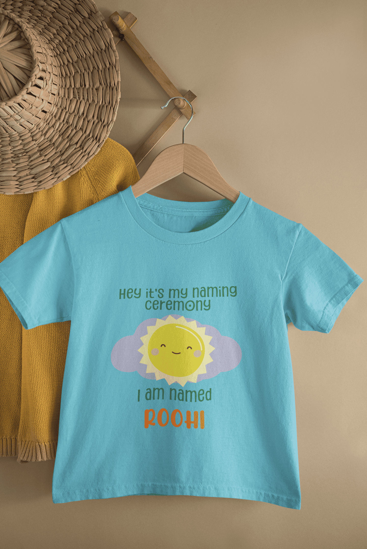 Custom Name Naming Ceremony New Born Half Sleeves T-Shirt For Girls -FunkyTeesClub