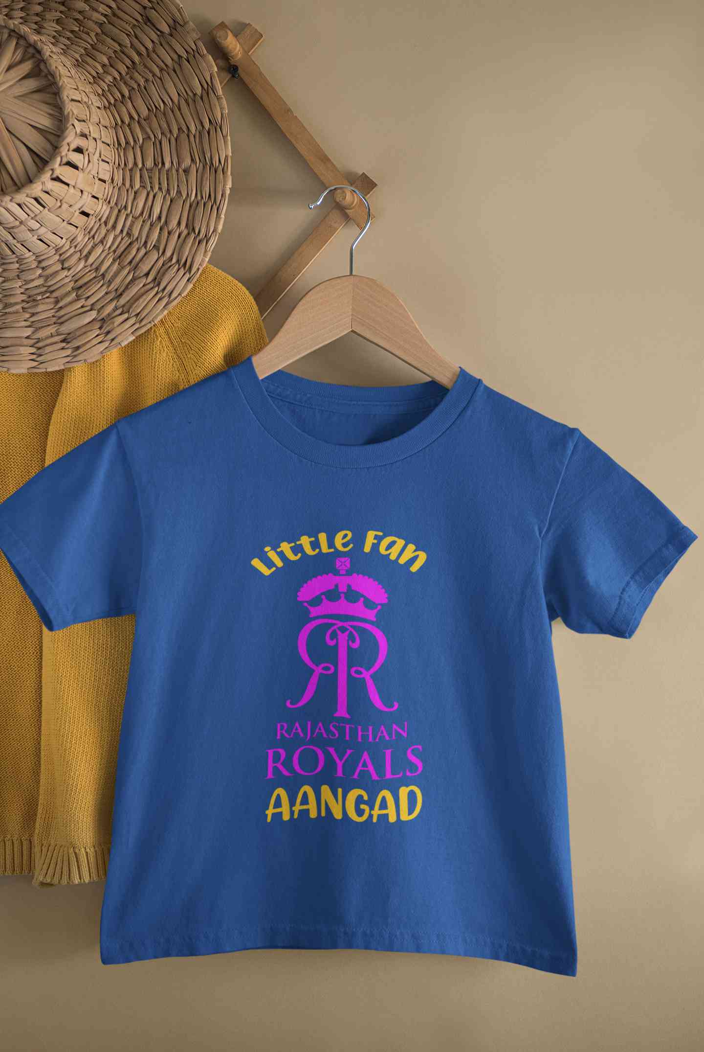 Custom Name IPL RR Rajasthan Royals Little Fan Half Sleeves T-Shirt for Boy-FunkyTeesClub