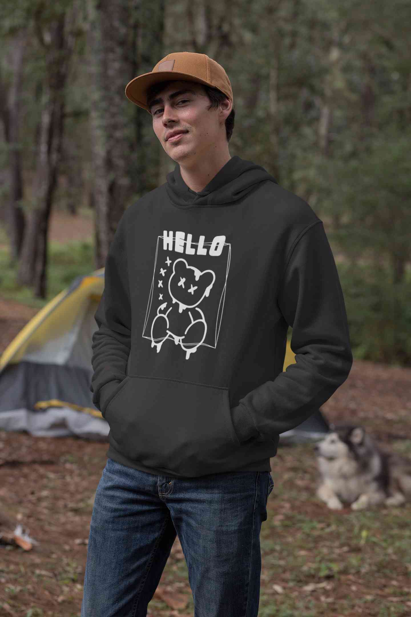 Hello Graphic Men Hoodies-FunkyTeesClub