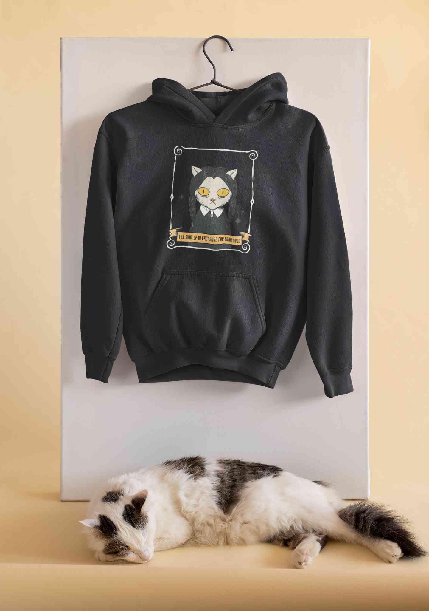 Cat Inspired By Wednesday Hoodies for Women-FunkyTeesClub