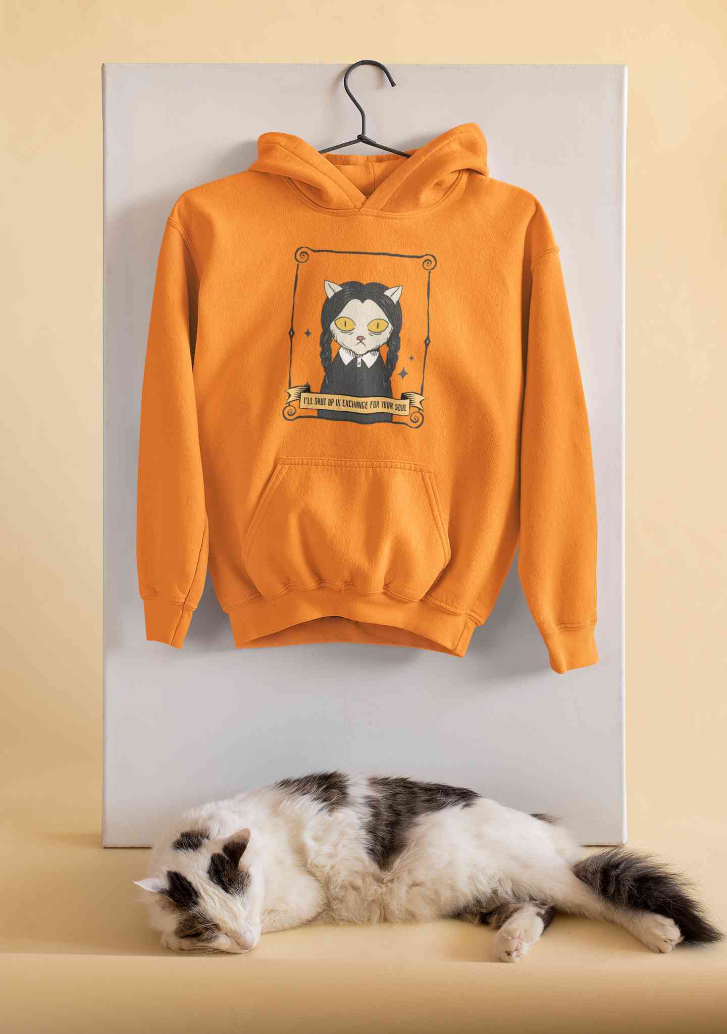 Cat Inspired By Wednesday Hoodies for Women-FunkyTeesClub