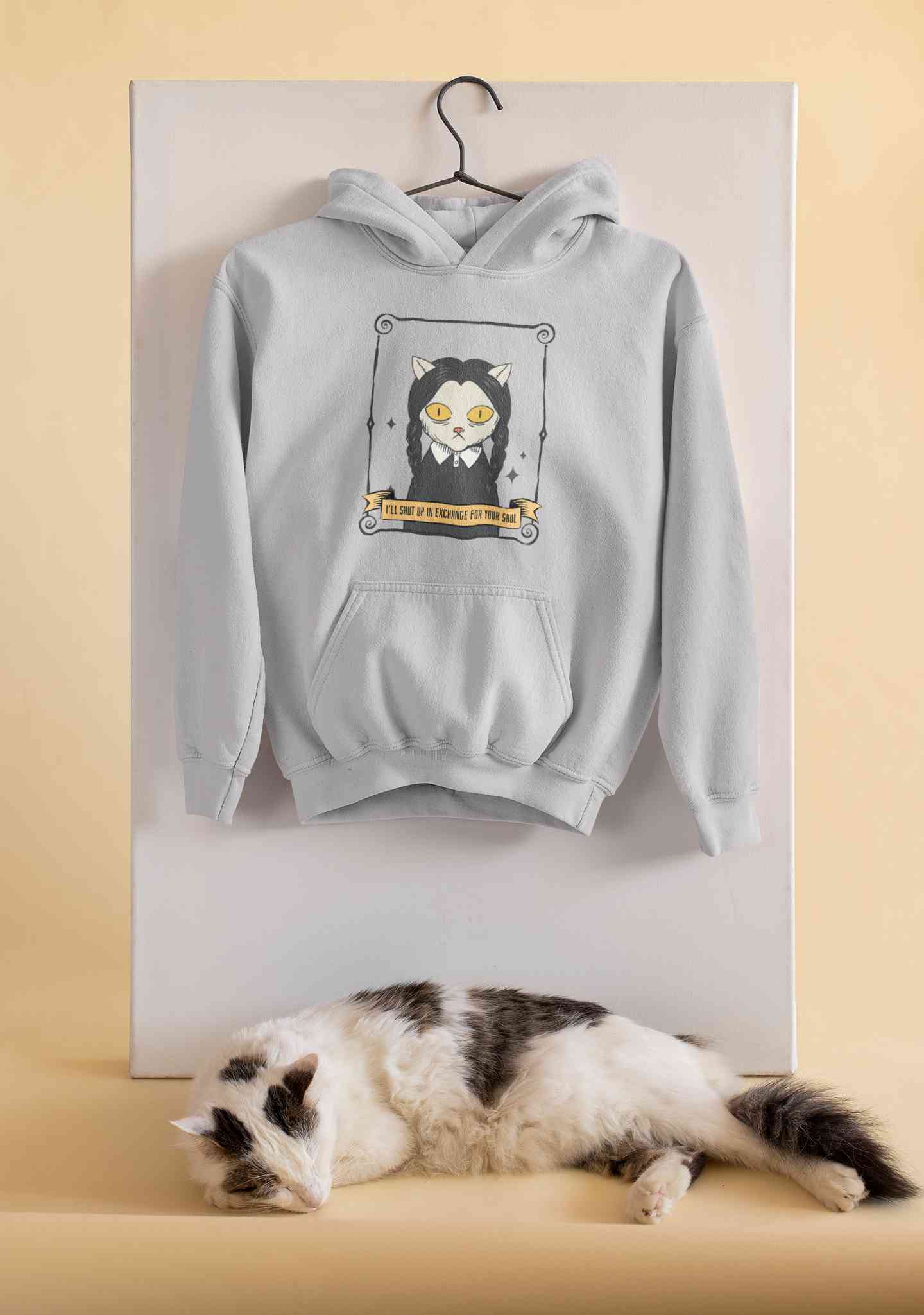 Cat Inspired By Wednesday Hoodies for Women-FunkyTeesClub