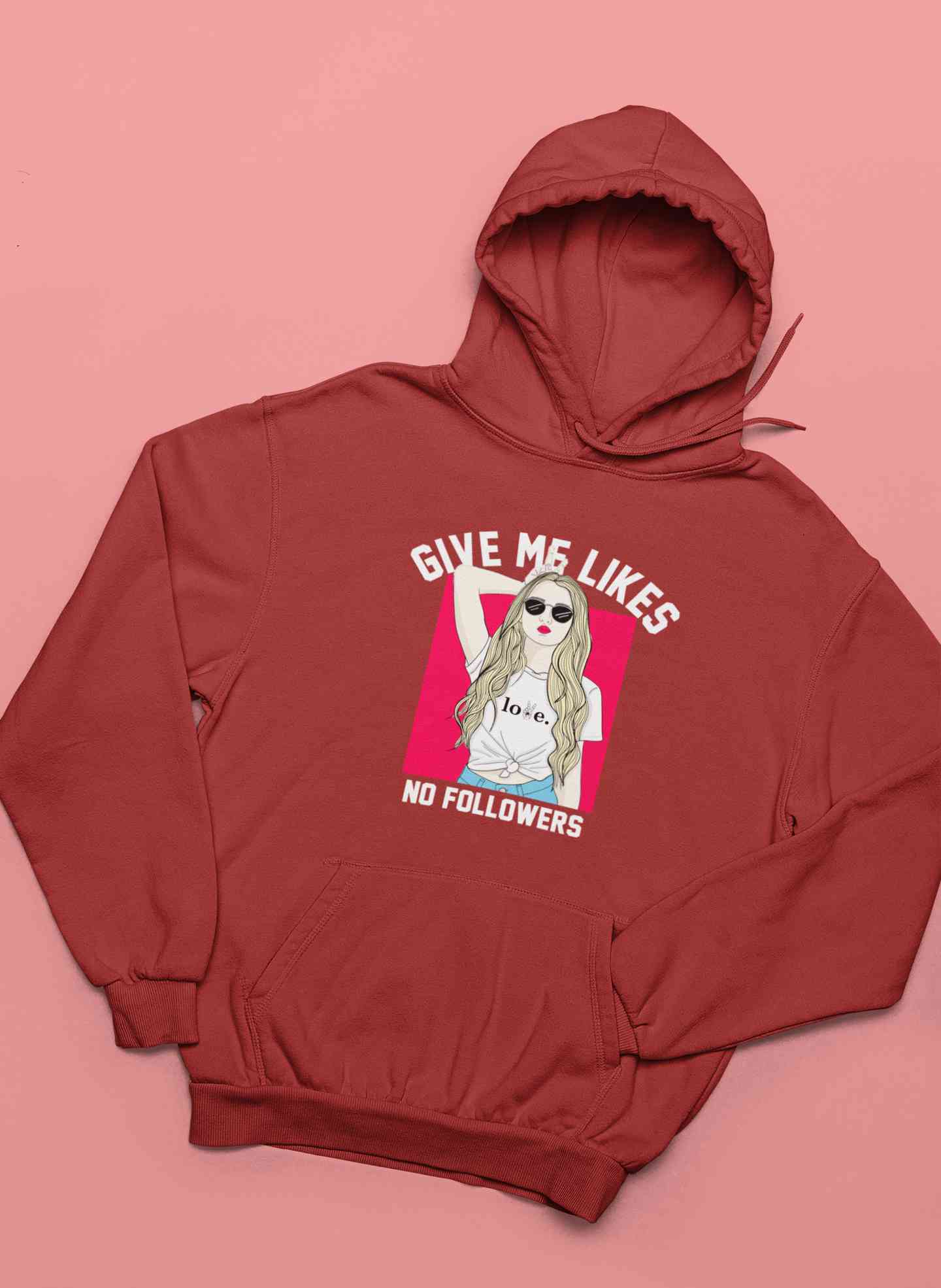 Give Me Likes No Followers Typography Hoodies for Women-FunkyTeesClub
