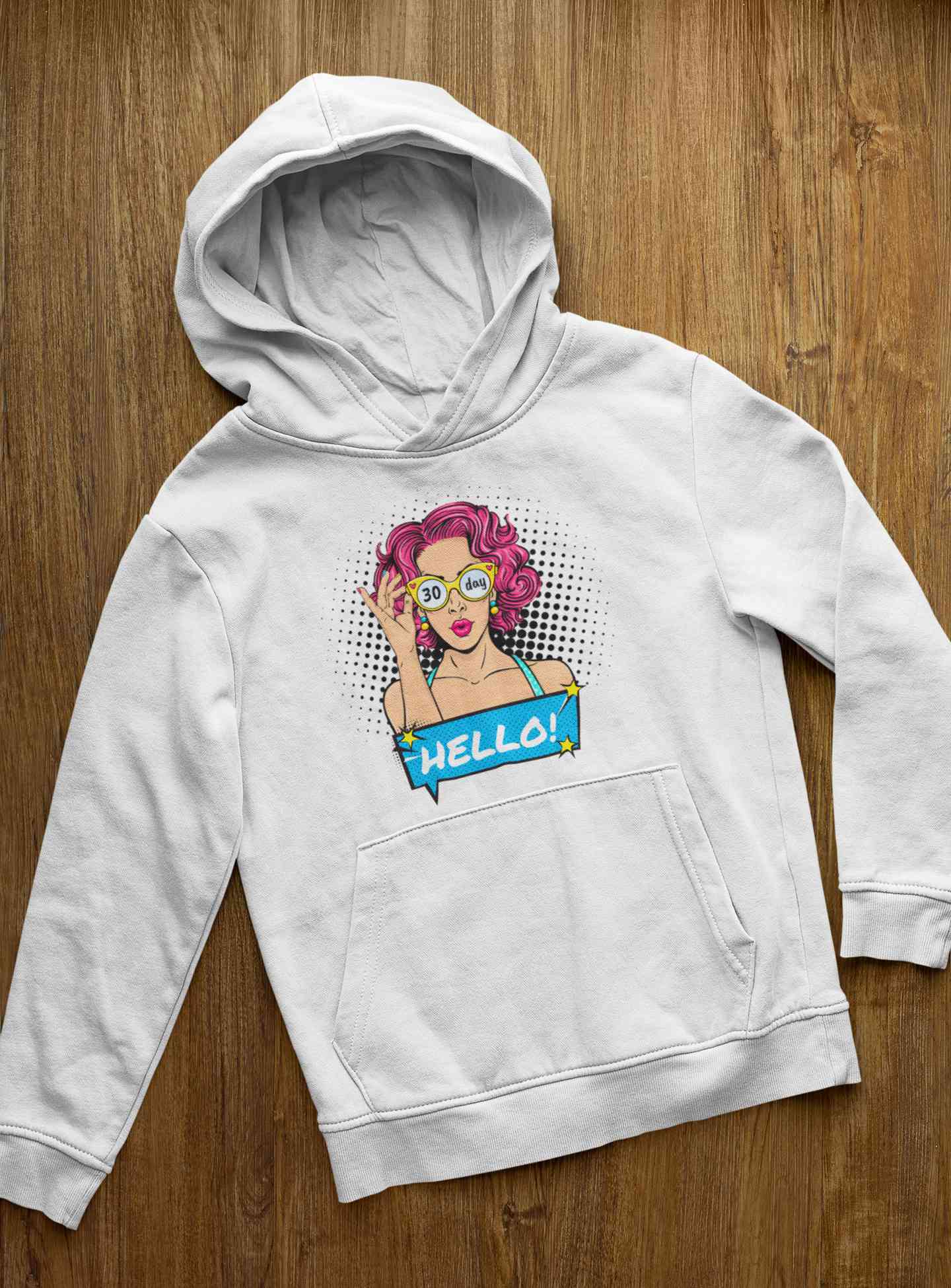 Hello Pop Art Girls Retro Illustration Hoodies for Women-FunkyTeesClub