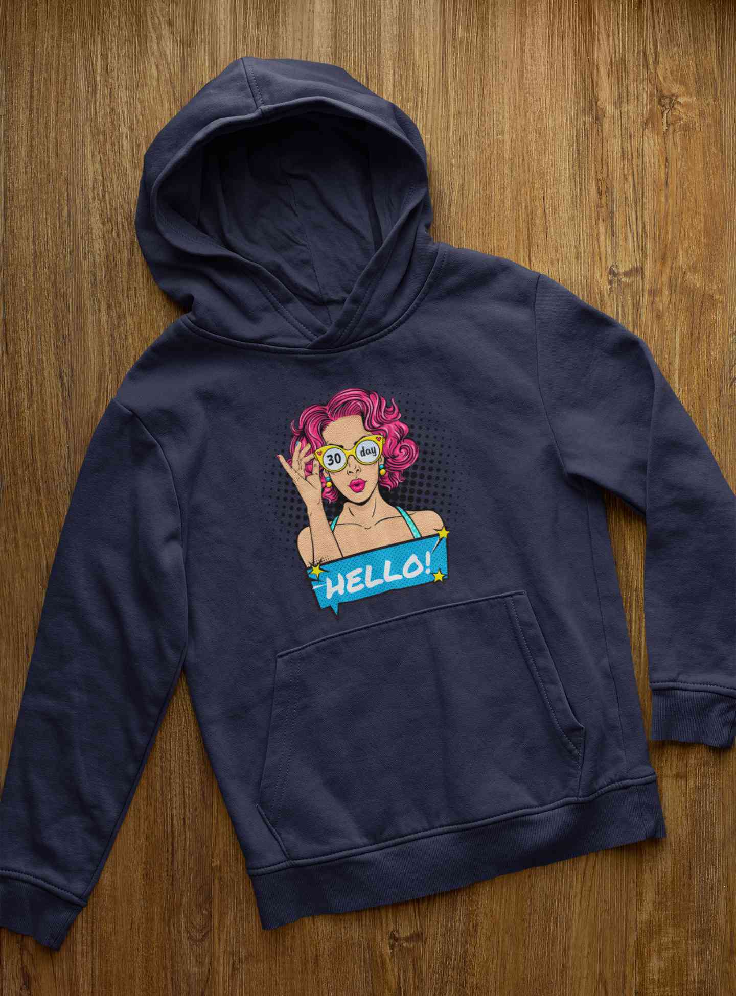 Hello Pop Art Girls Retro Illustration Hoodies for Women-FunkyTeesClub