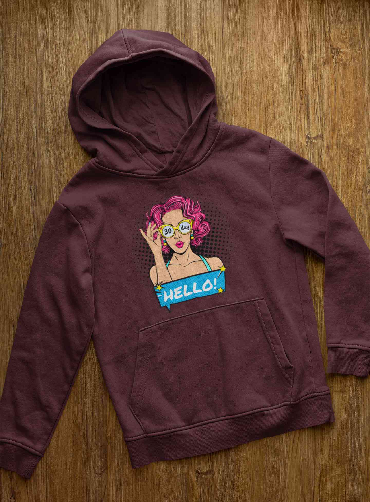 Hello Pop Art Girls Retro Illustration Hoodies for Women-FunkyTeesClub