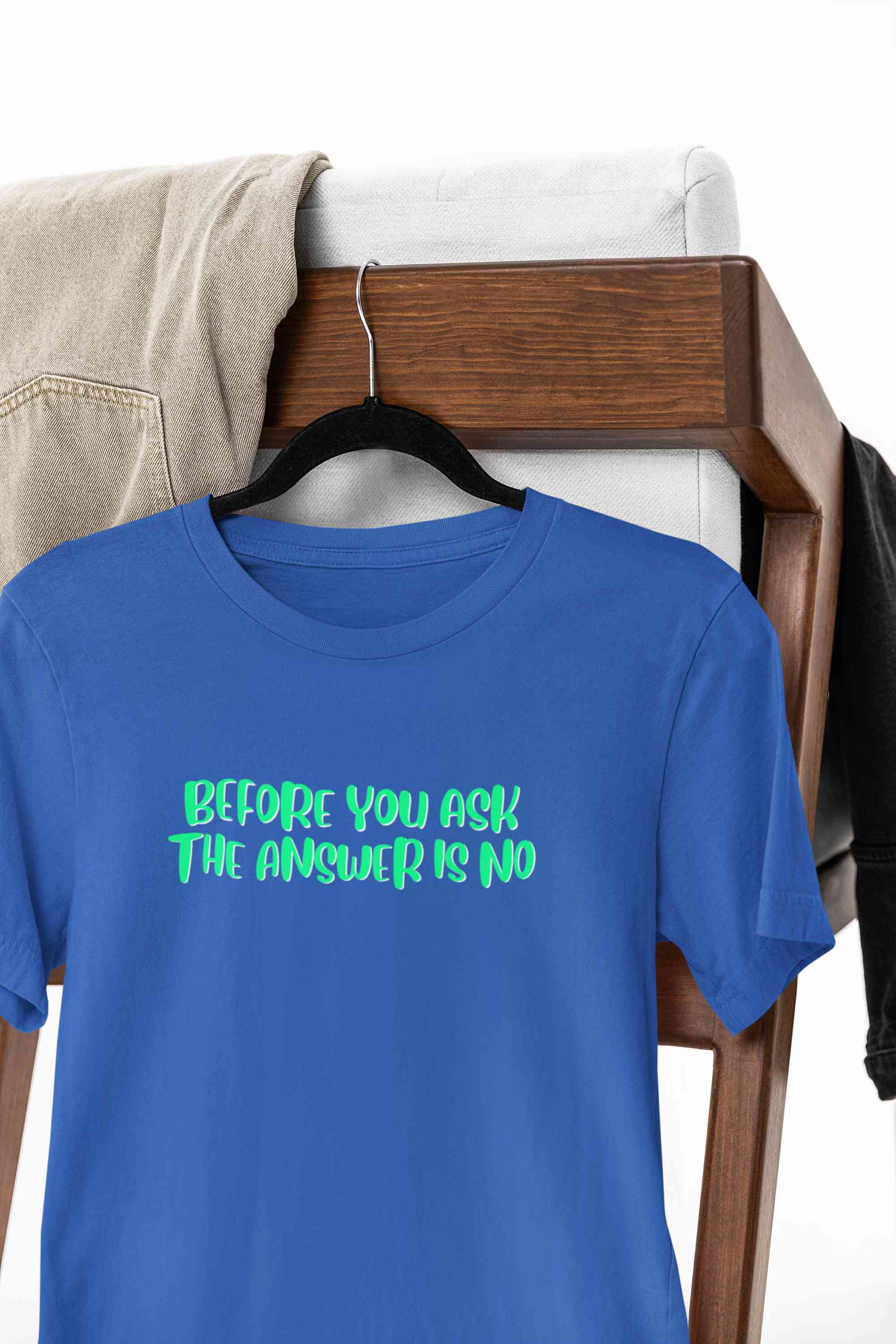 The Answer Is No Mens Half Sleeves T-shirt- FunkyTeesClub