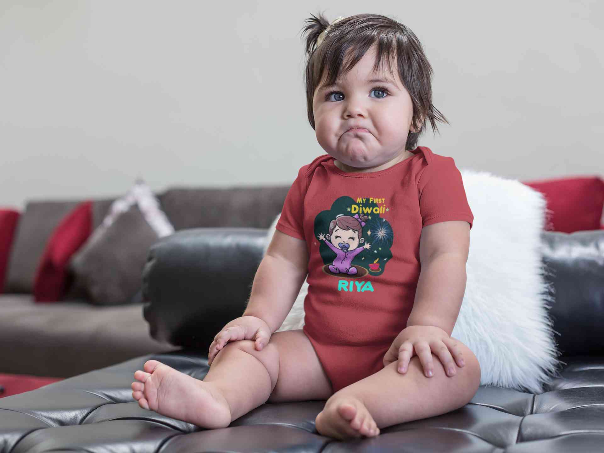 Custom Name My First Diwali Rompers for Baby Girl- FunkyTeesClub