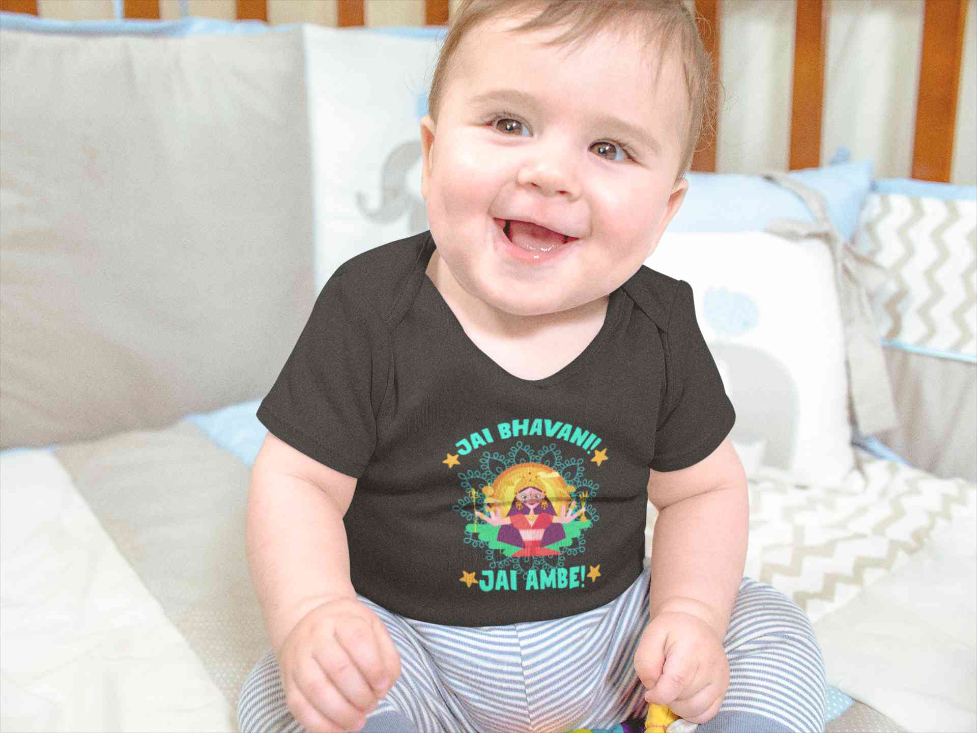 Jai Bhavani Jai Ambe Navratri Rompers for Baby Boy- FunkyTeesClub