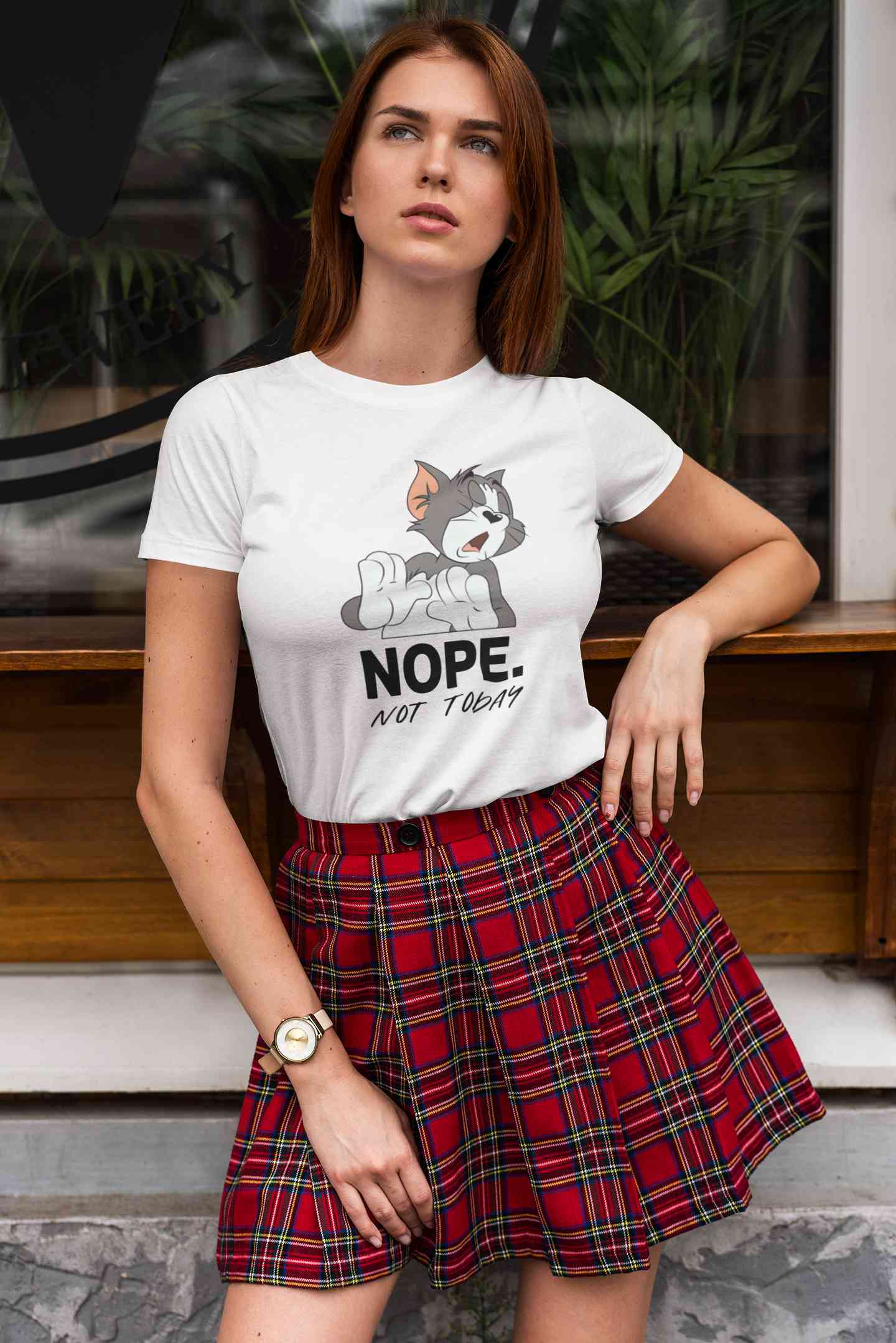 Cute Cartoon Not Today Women Half Sleeves T-shirt- FunkyTeesClub