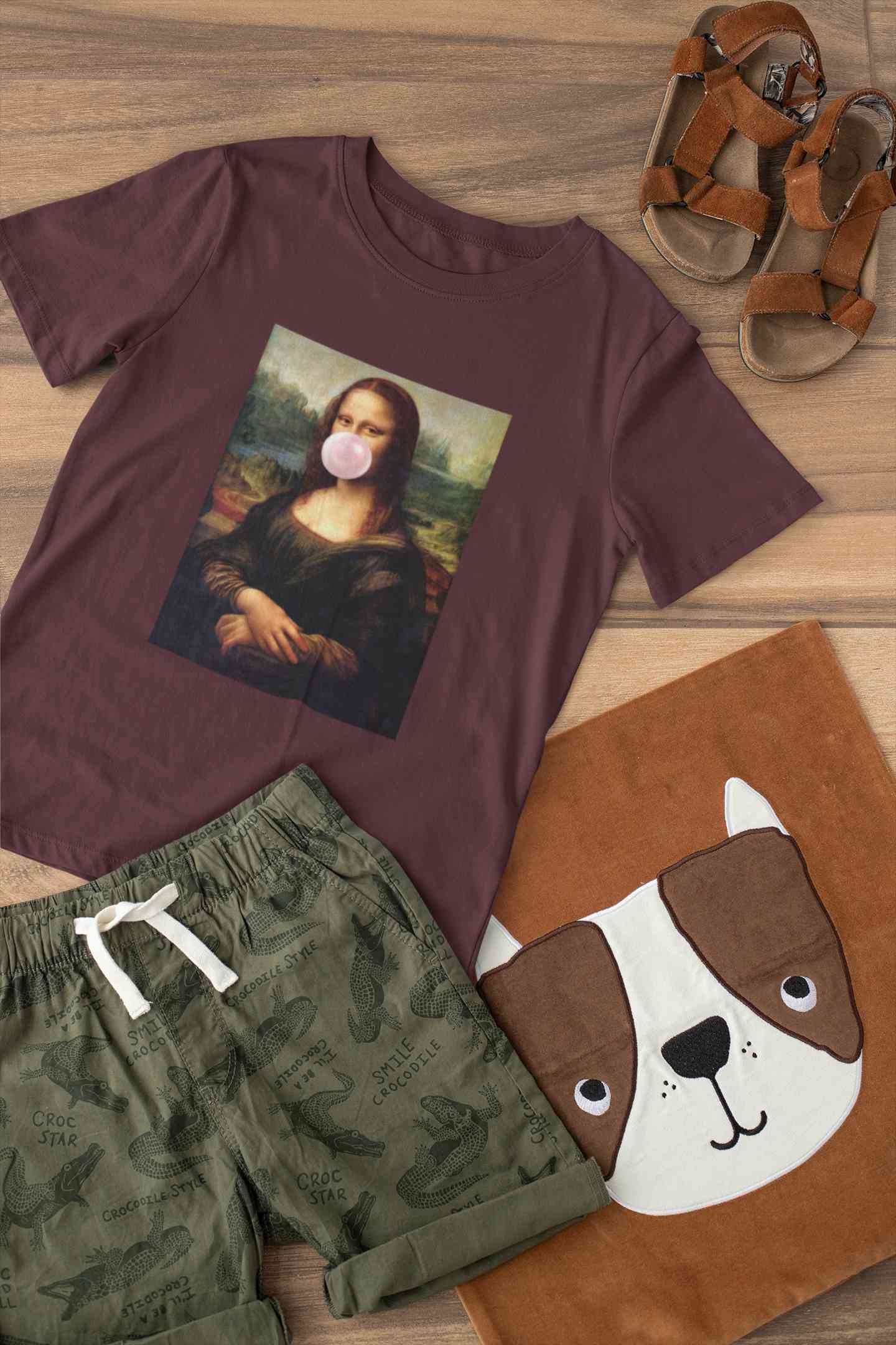 Bubble Gum Mona Lisa Women Half Sleeves T-shirt- FunkyTeesClub