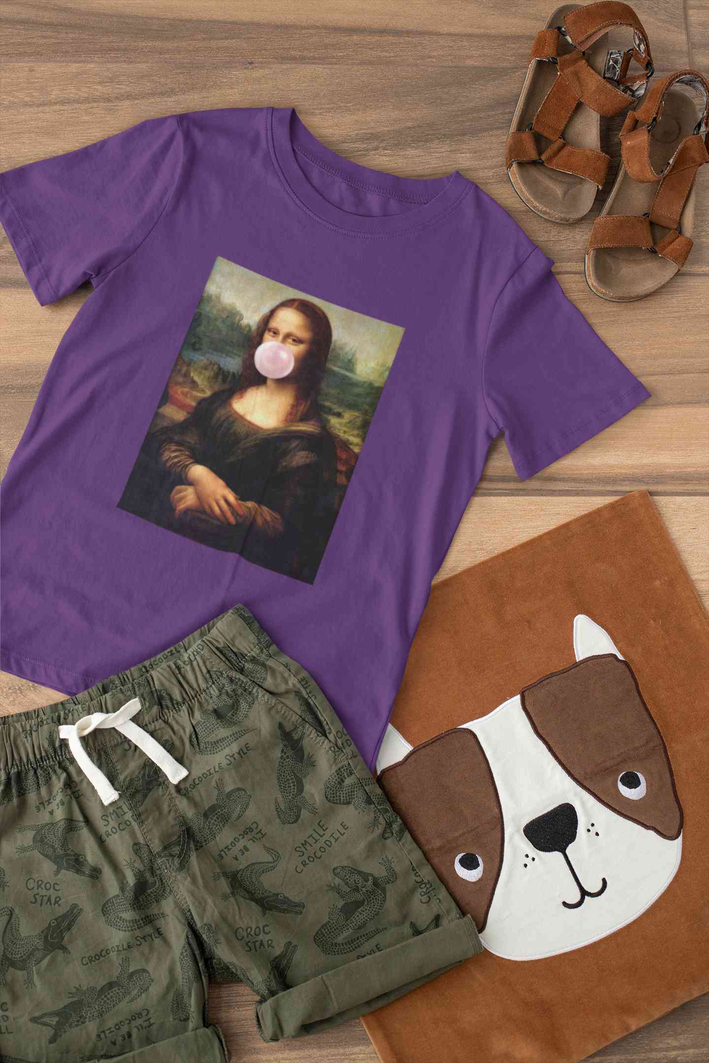 Bubble Gum Mona Lisa Mens Half Sleeves T-shirt- FunkyTeesClub