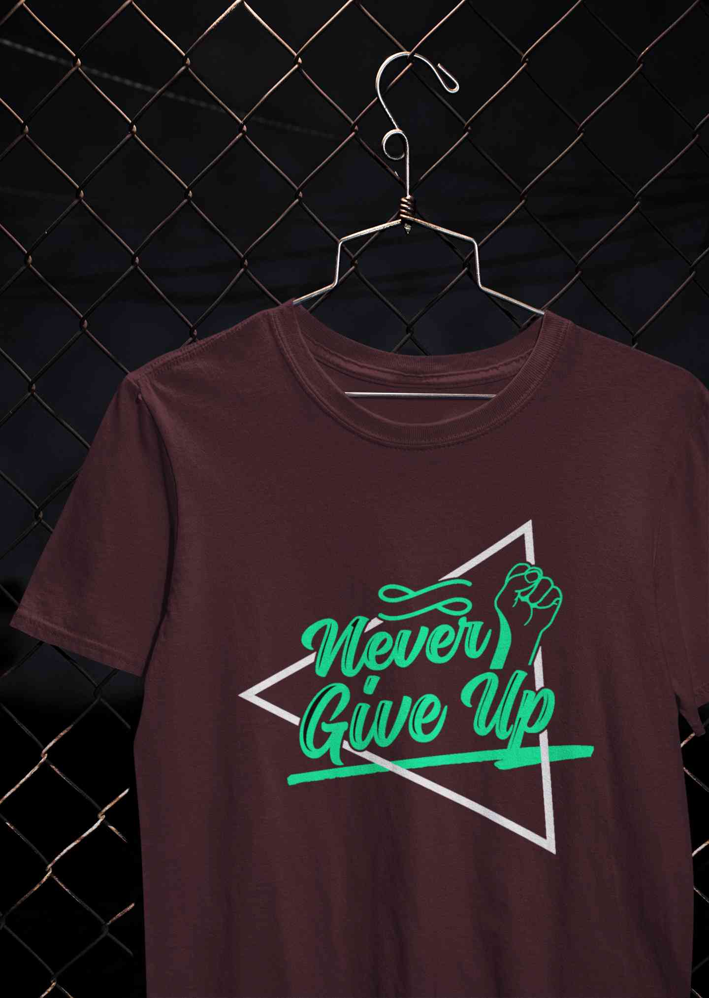 Never Give Up Mens Half Sleeves T-shirt- FunkyTeesClub
