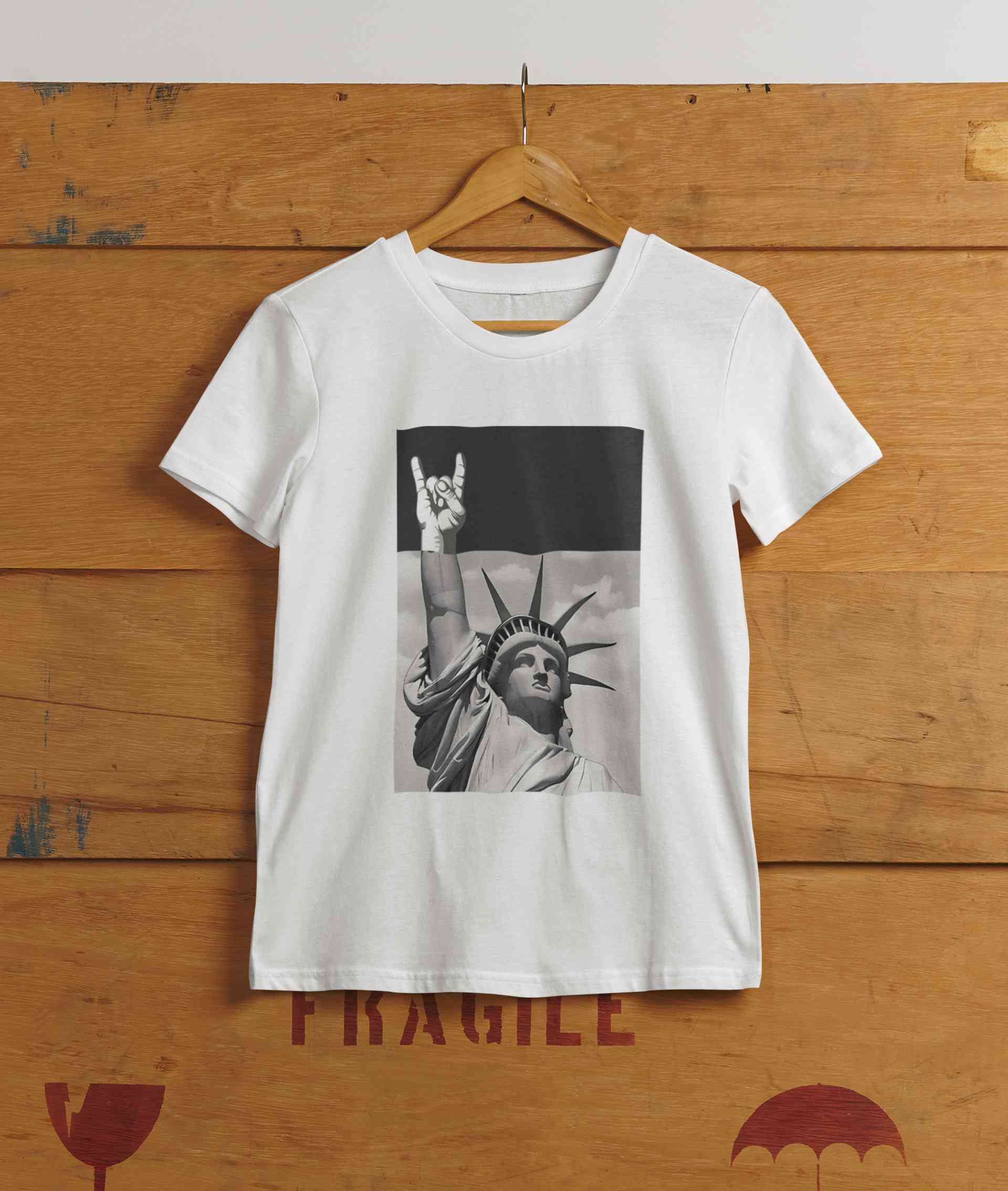 Statue Of Liberty Print Women Half Sleeves T-shirt- FunkyTeesClub