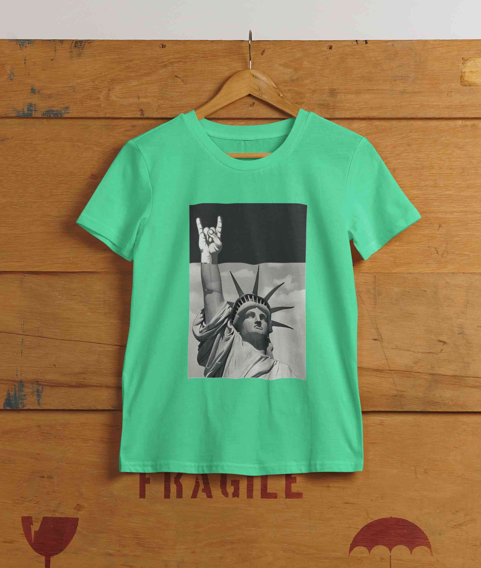 Statue Of Liberty Print Women Half Sleeves T-shirt- FunkyTeesClub