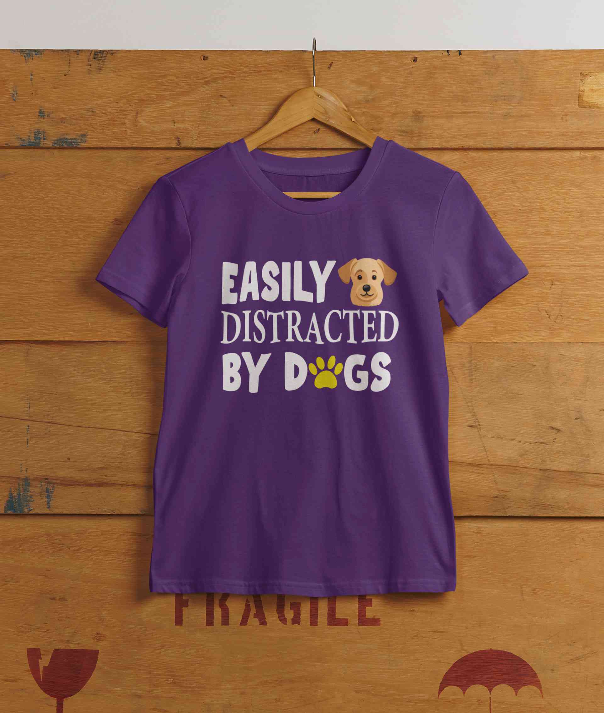 Easily Distracted By Dogs Mens Half Sleeves T-shirt- FunkyTeesClub