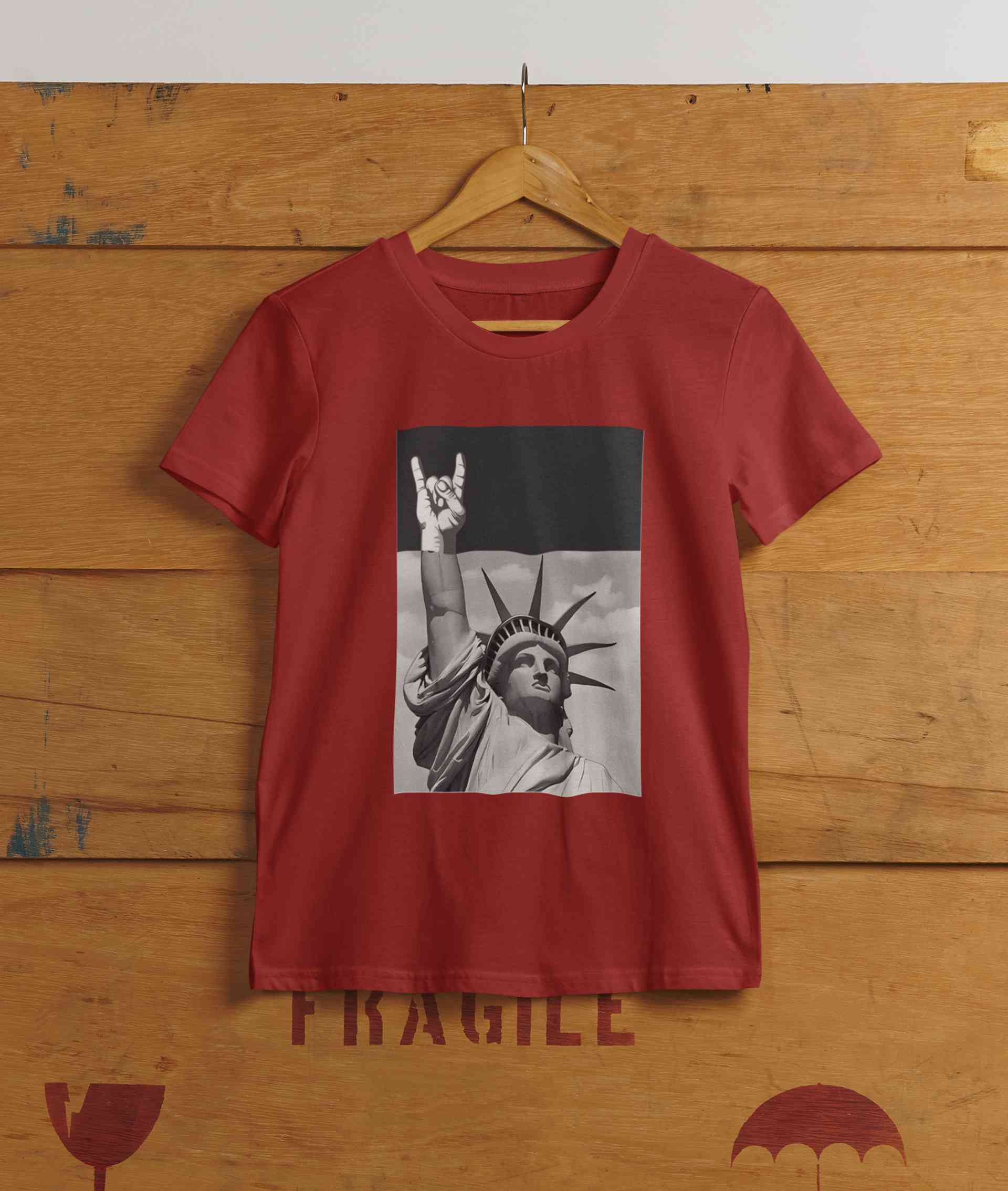 Statue Of Liberty Print Mens Half Sleeves T-shirt- FunkyTeesClub