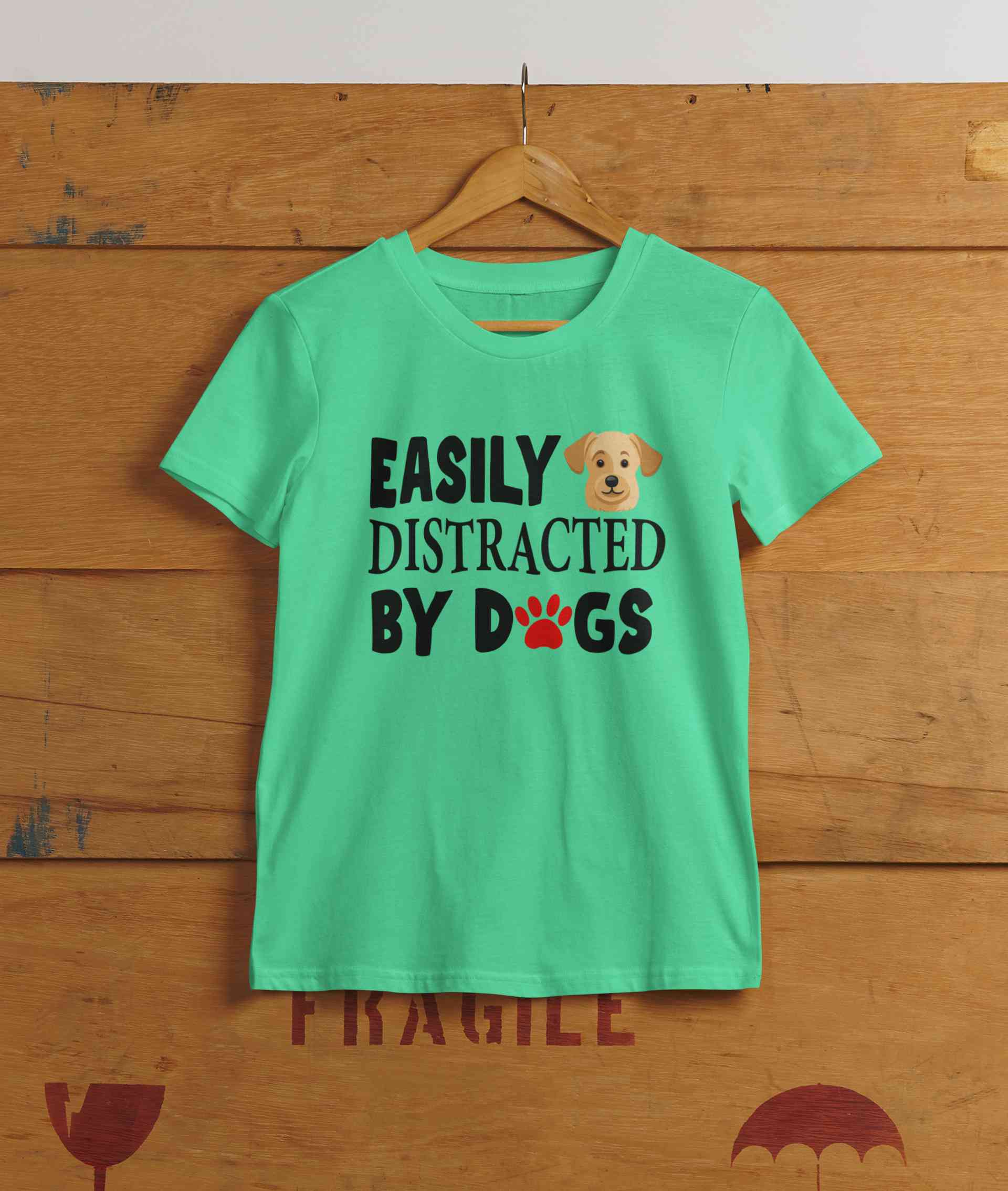 Easily Distracted By Dogs Mens Half Sleeves T-shirt- FunkyTeesClub