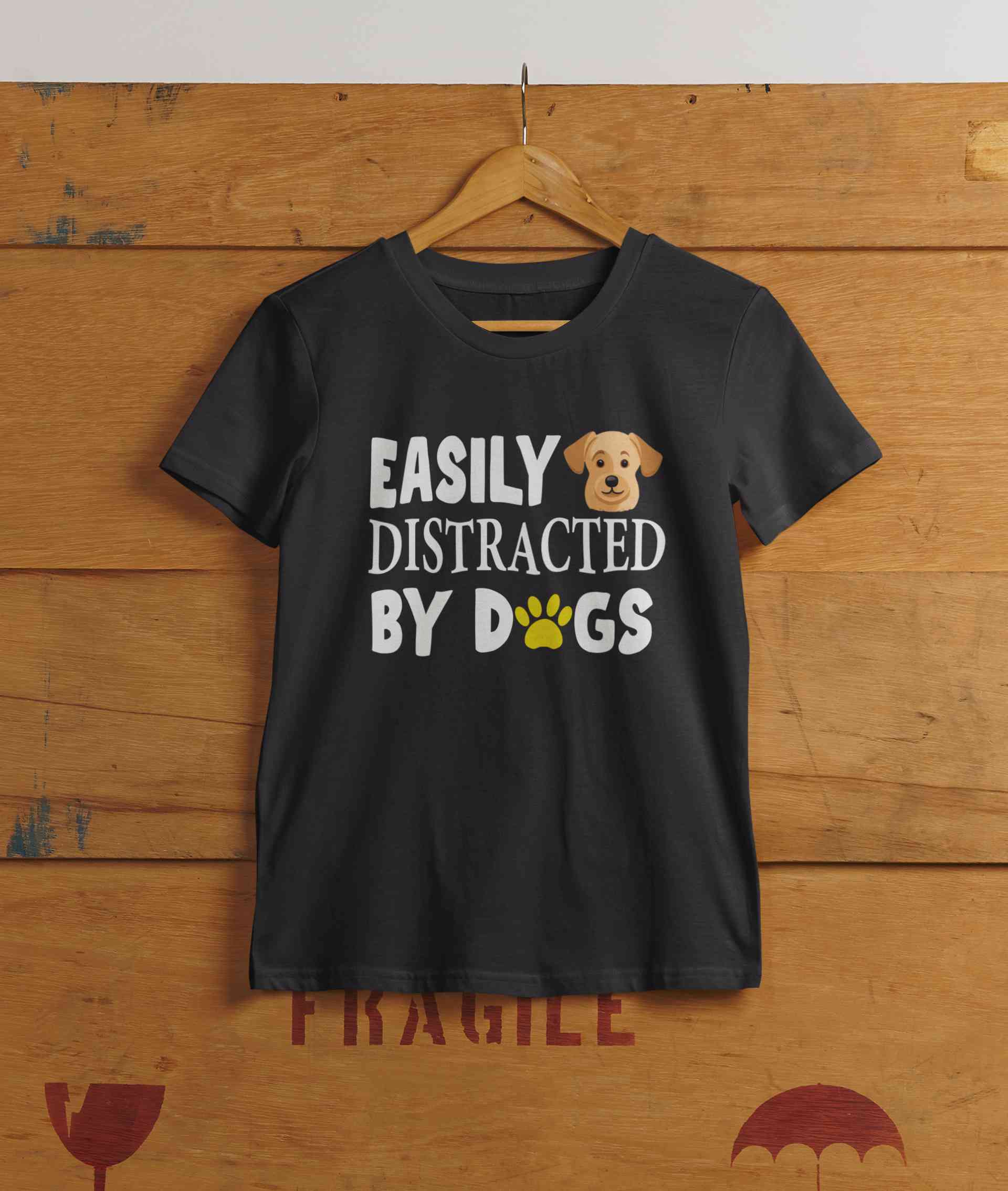 Easily Distracted By Dogs Mens Half Sleeves T-shirt- FunkyTeesClub