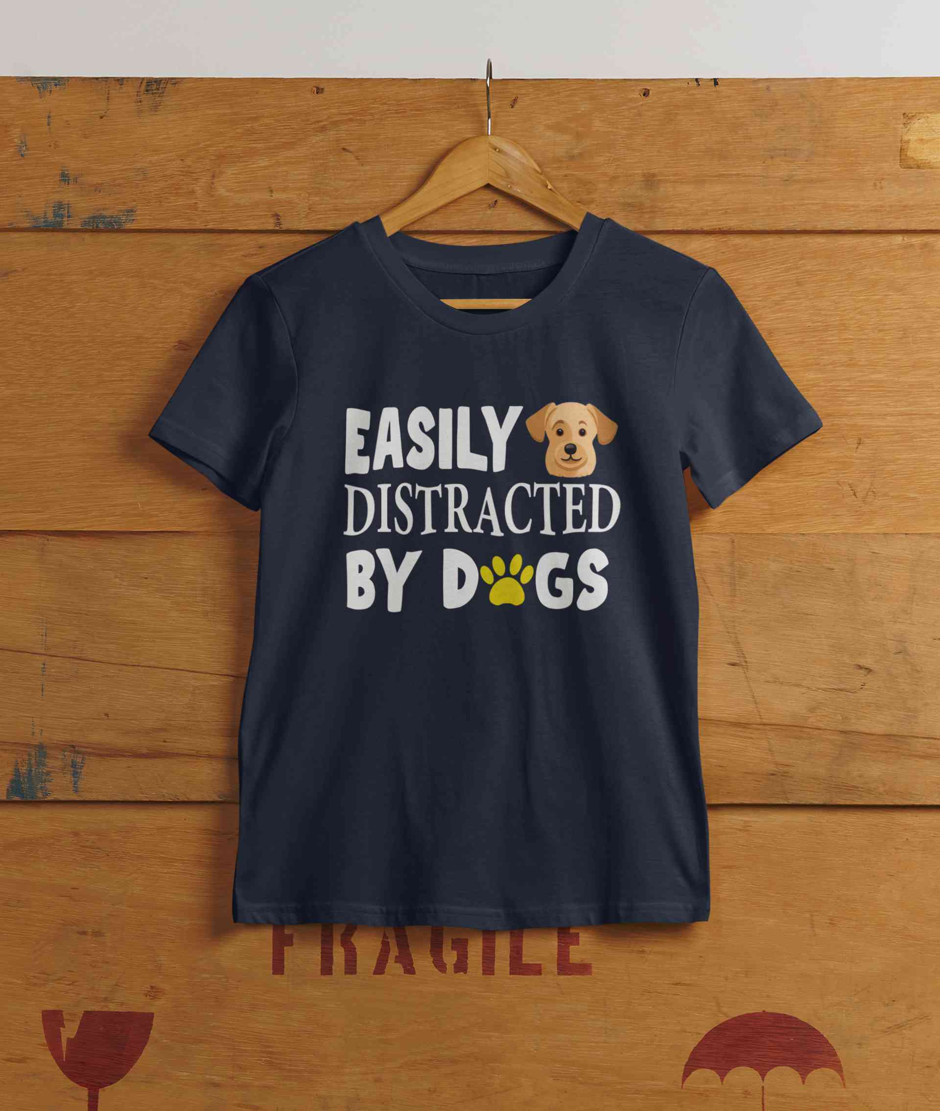 Easily Distracted By Dogs Mens Half Sleeves T-shirt- FunkyTeesClub
