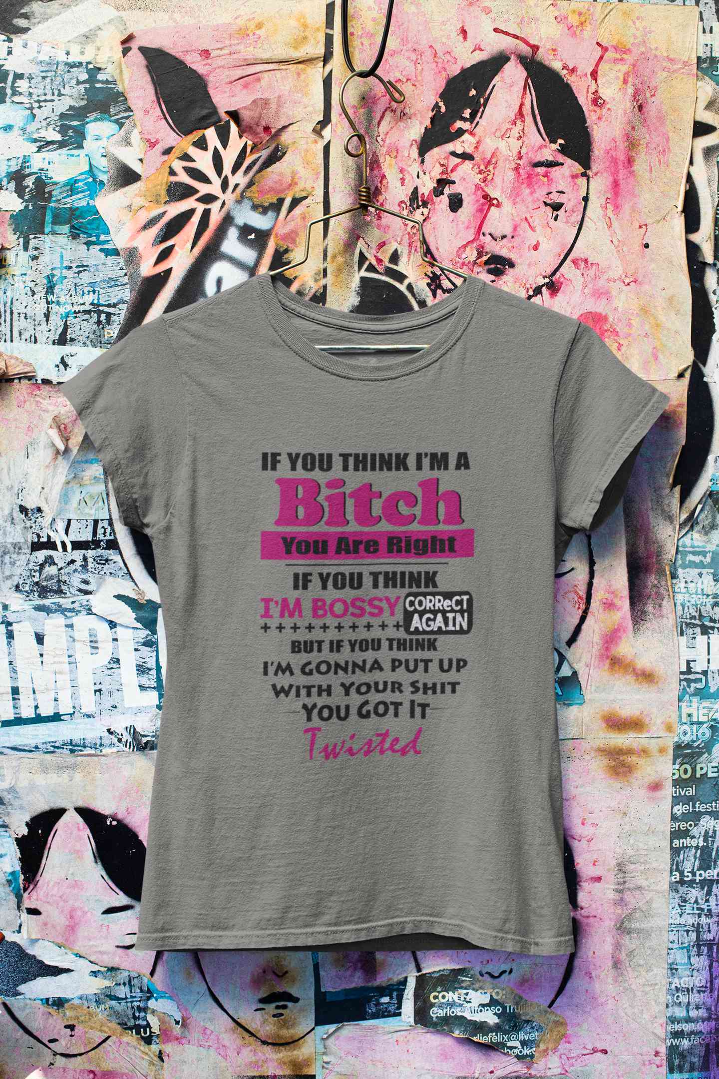Bossy Bitch Attitude Women Half Sleeves T-shirt- FunkyTeesClub