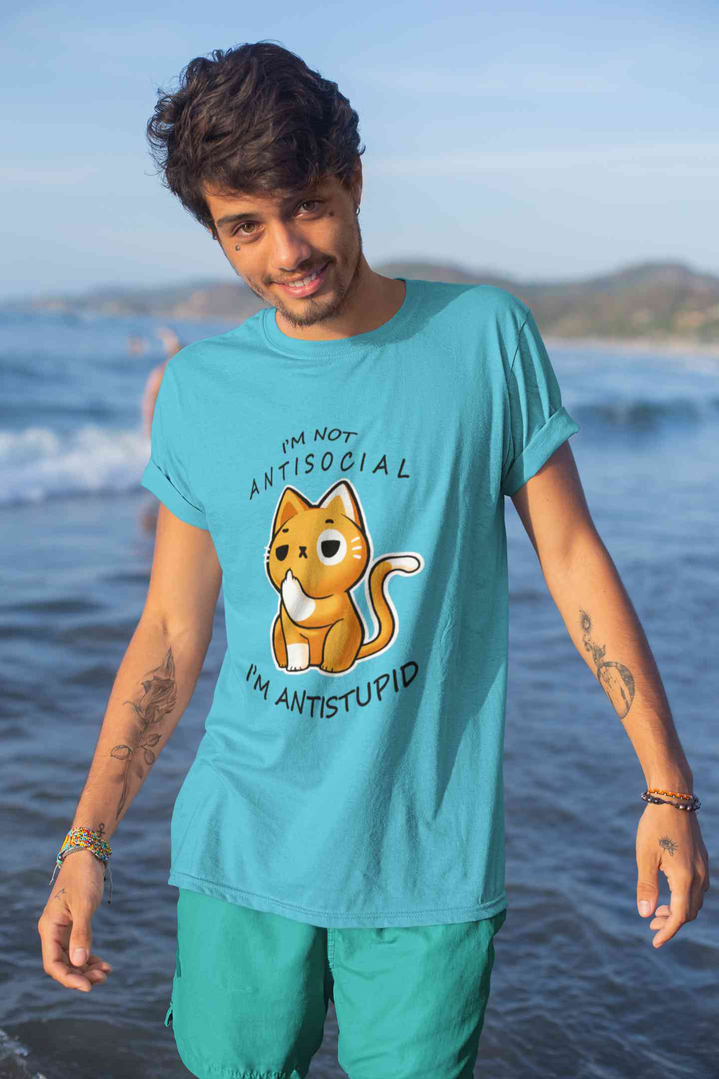 I Am Not AntiSocial I Am AntiStupid Funny Graphic Mens Half Sleeves T-shirt- FunkyTeesClub
