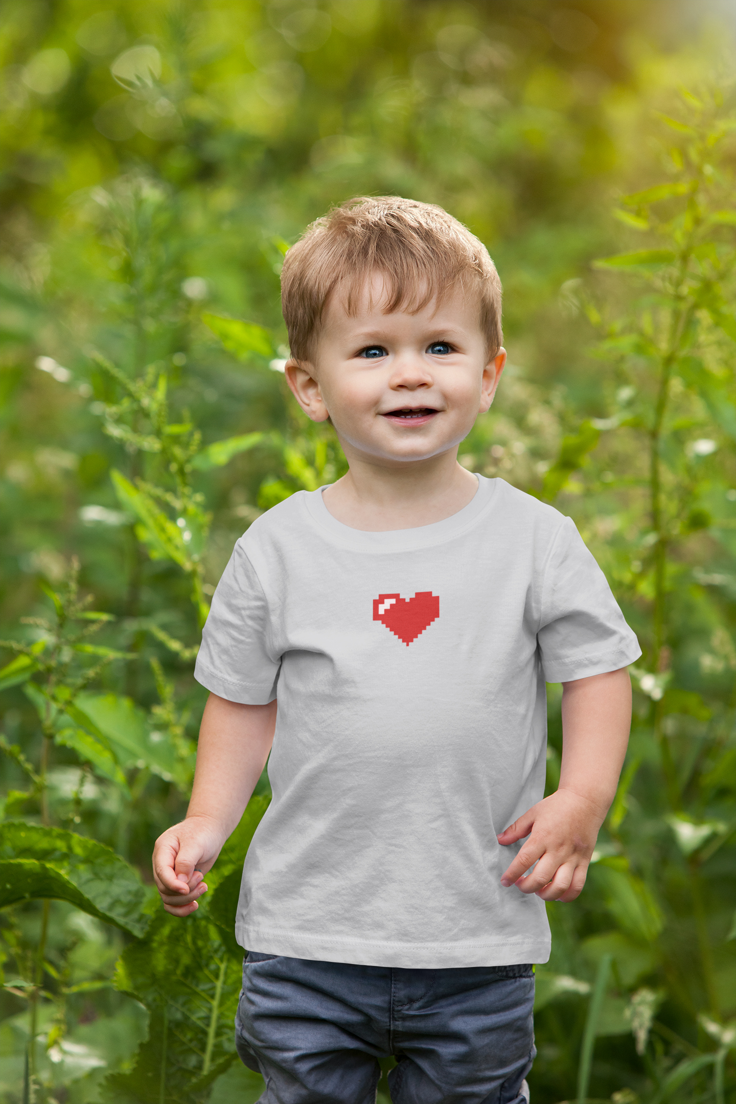 8 Bit Heart Minimals Half Sleeves T-Shirt for Boy-FunkyTeesClub
