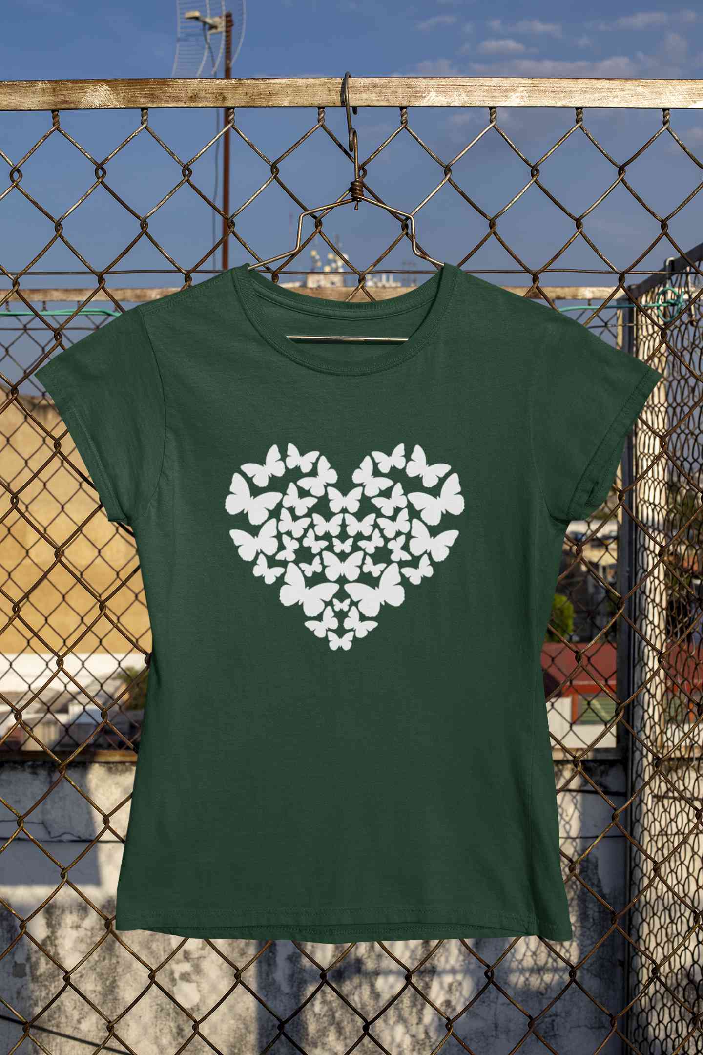 Butterflies In The Form Of A Heart Vector Women Half Sleeves T-shirt- FunkyTeesClub
