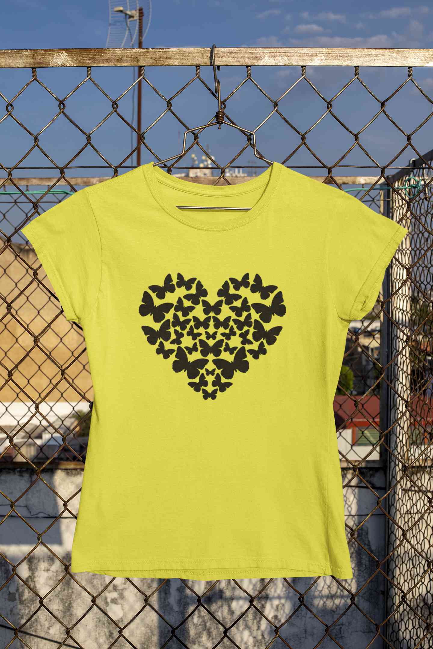 Butterflies In The Form Of A Heart Vector Women Half Sleeves T-shirt- FunkyTeesClub