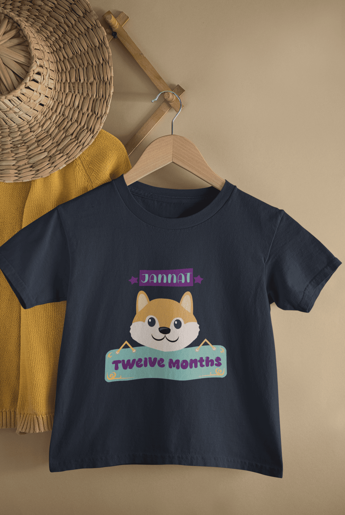 Custom Name Twelve Month Birthday Cute Half Sleeves T-Shirt For Girls -FunkyTeesClub