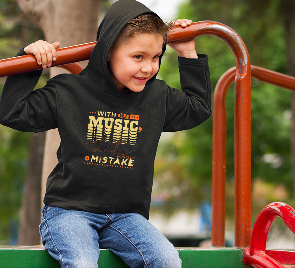 without music life would be a mistake Boy Hoodies-FunkyTeesClub
