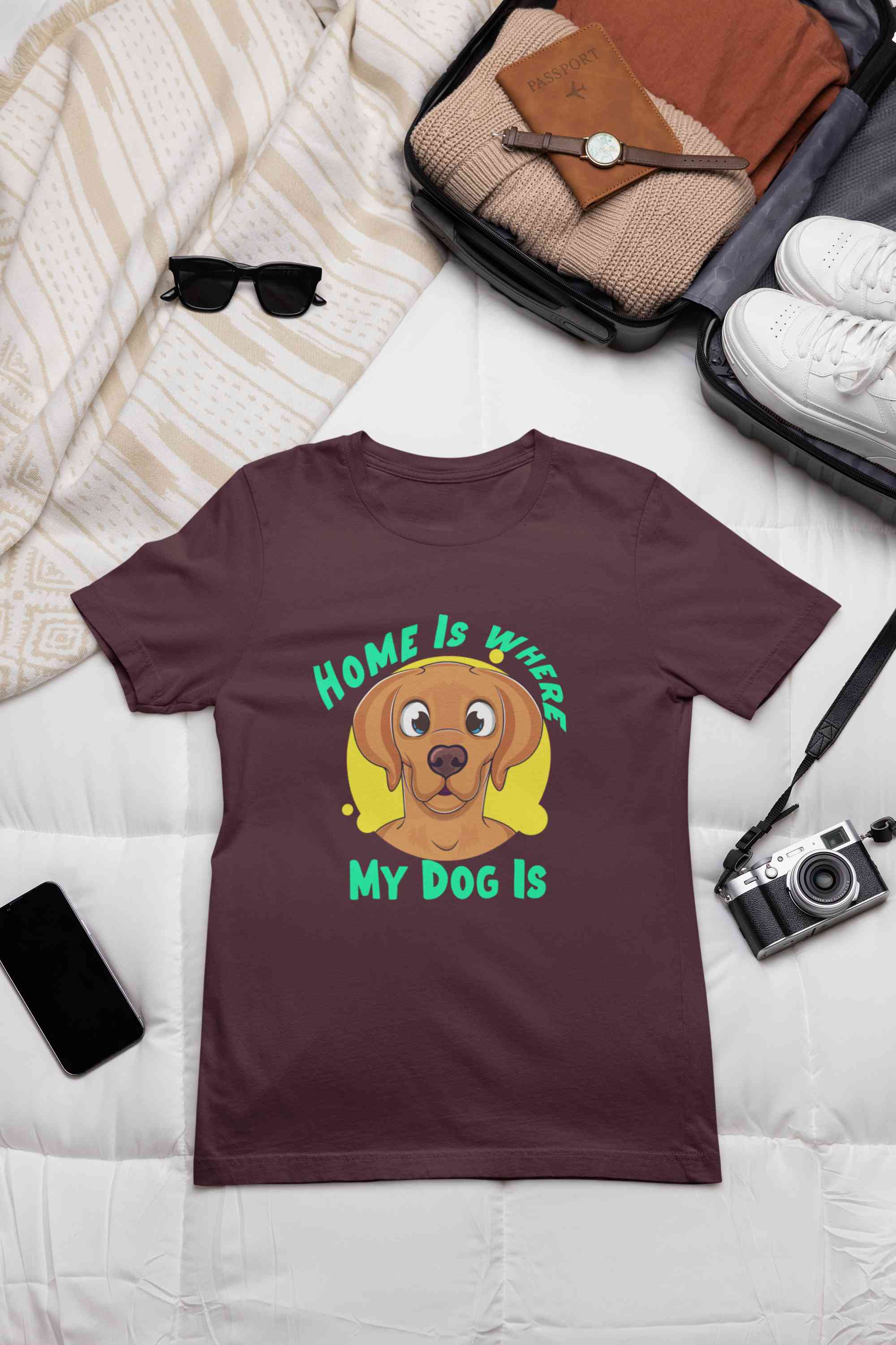 Home Is Where My Dog Is Women Half Sleeves T-shirt- FunkyTeesClub