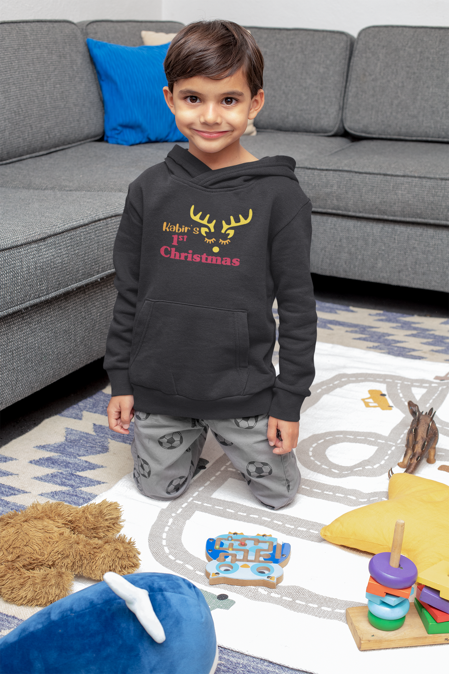 Customized Name Christmas Boy Hoodies-FunkyTeesClub
