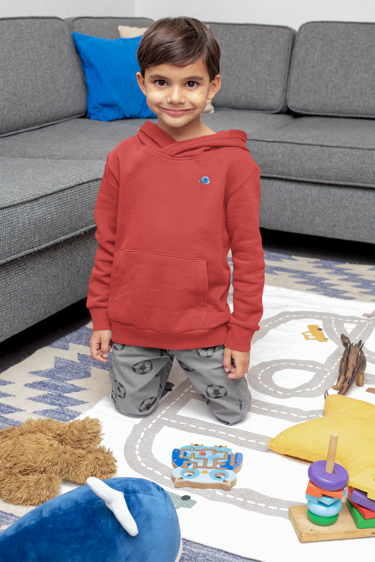 Blue Rose Minimal Boy Hoodies-FunkyTeesClub