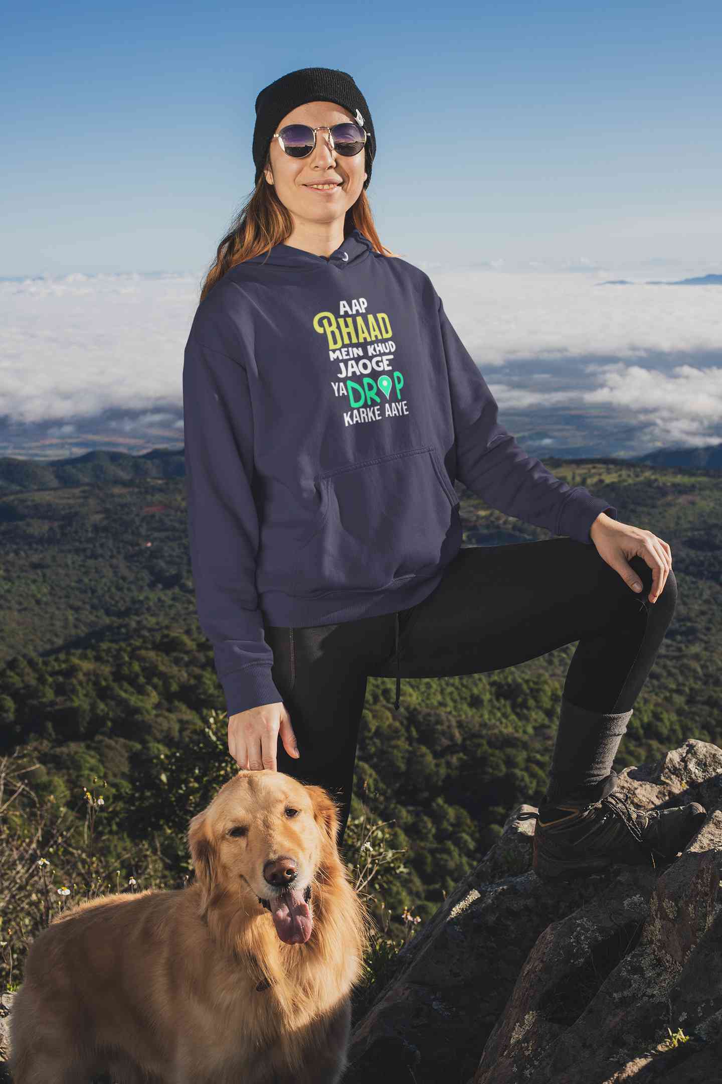 Aap Bhaad Mein Khud Jaoge Ya Drop Karke Aaye Funny Dialogue Hoodies for Women-FunkyTeesClub