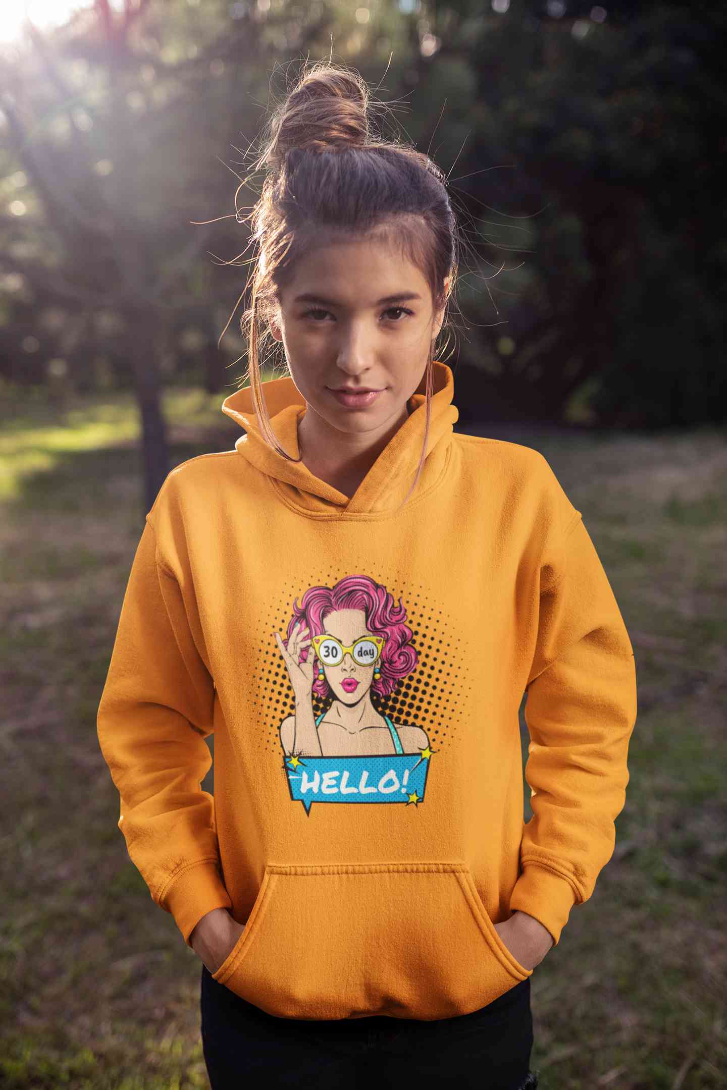Hello Pop Art Girls Retro Illustration Hoodies for Women-FunkyTeesClub