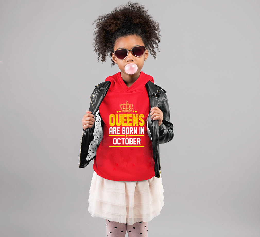 Queens Are Born In October Girl Hoodies-FunkyTeesClub