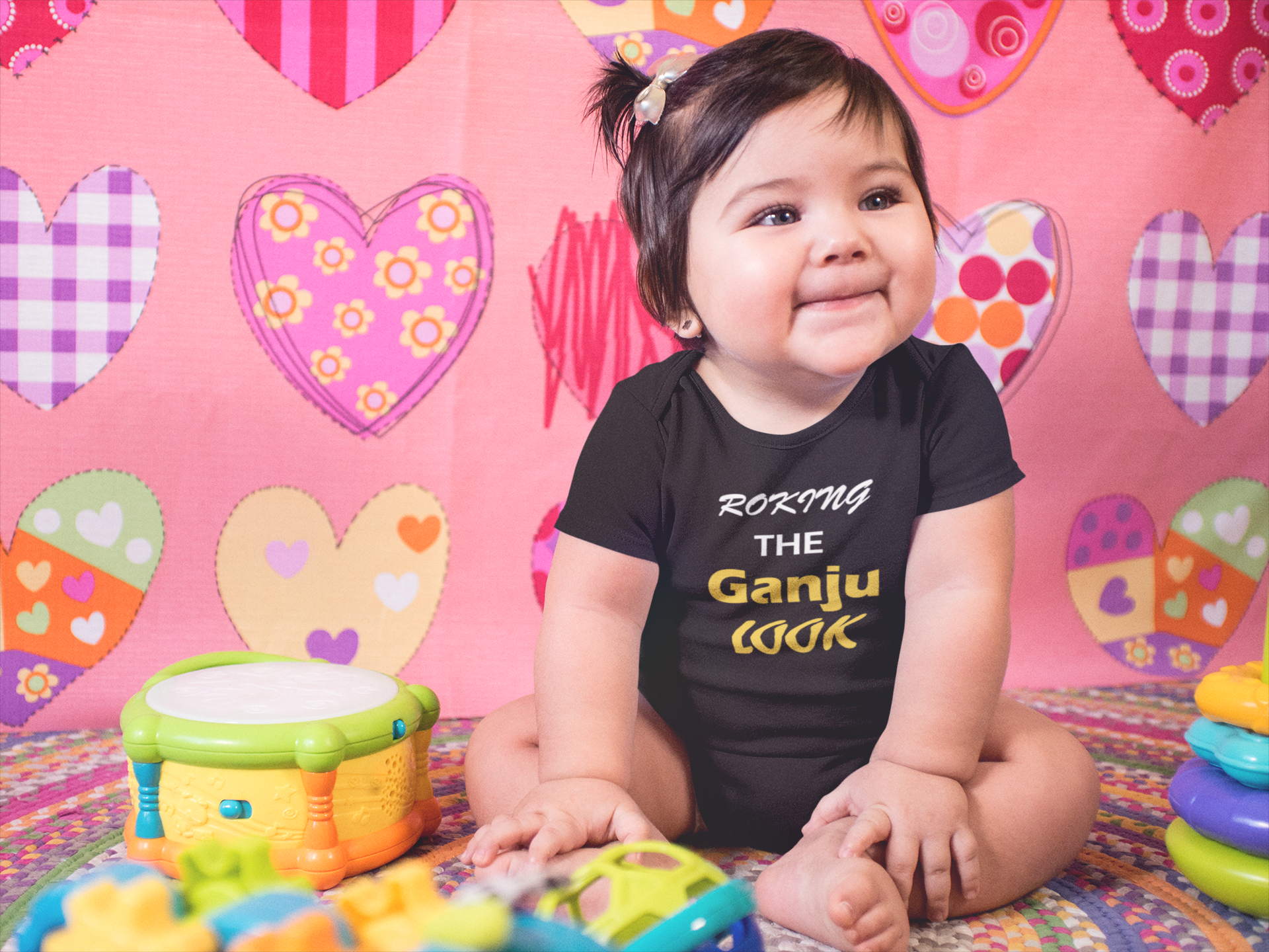 Rockin The Ganja Look Black Rompers for Baby Girl - FunkyTeesClub