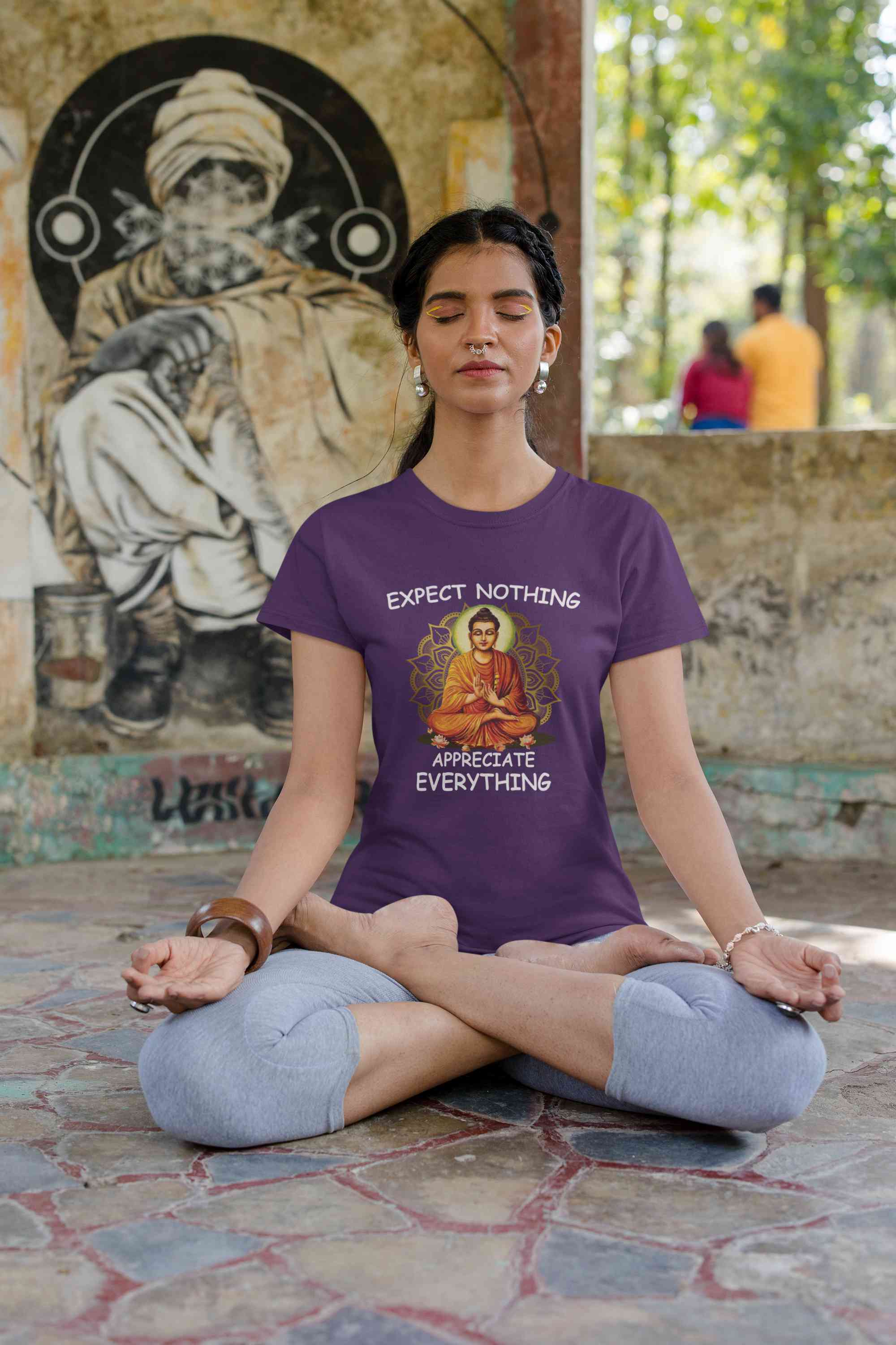 Appreciate Everything Yoga Women Half Sleeves T-shirt- FunkyTeesClub